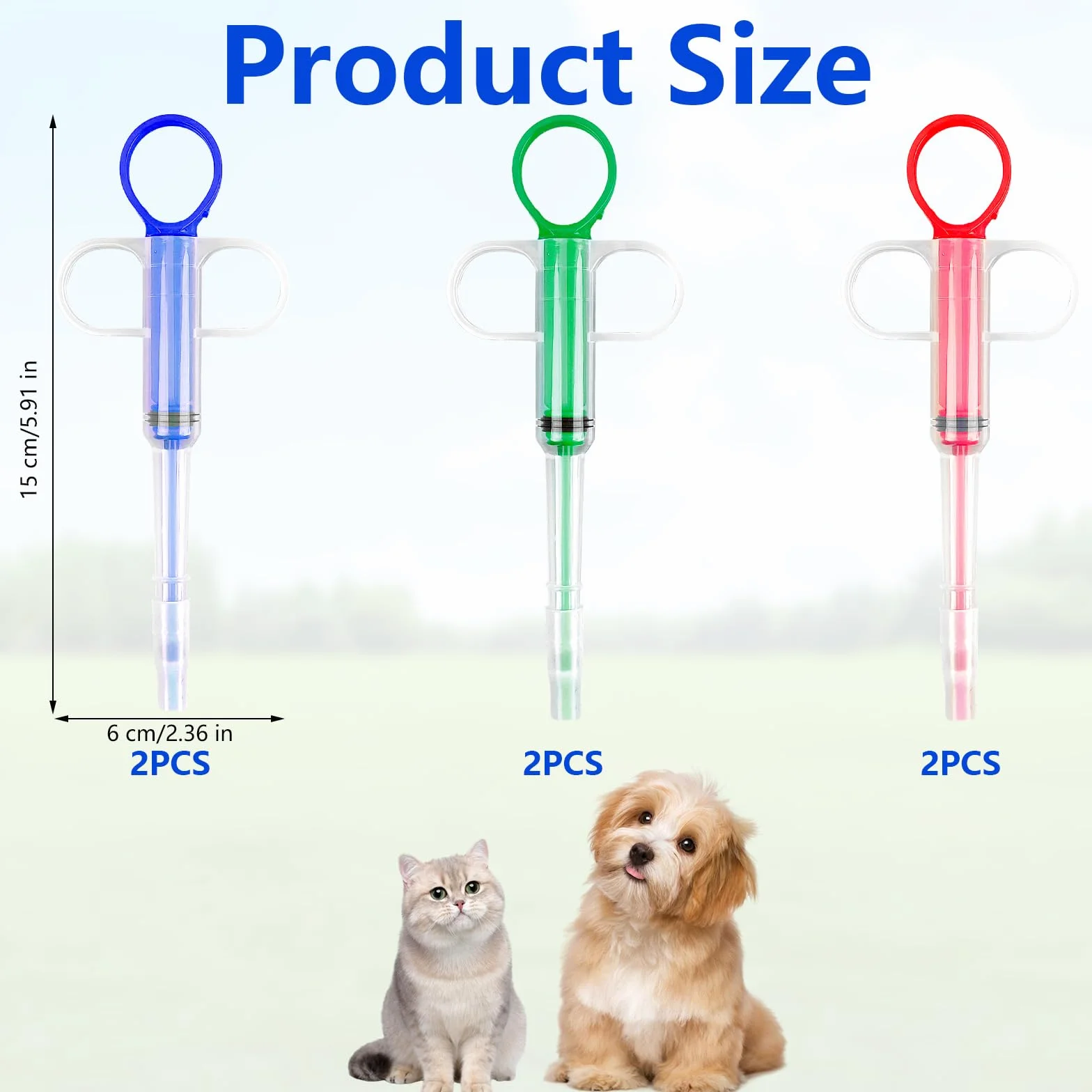 Seringue pour Comprimé Animaux Réutilisable Lance Pilule pour Chat Chien 6 Pièces (Bleu, Vert, Rouge)