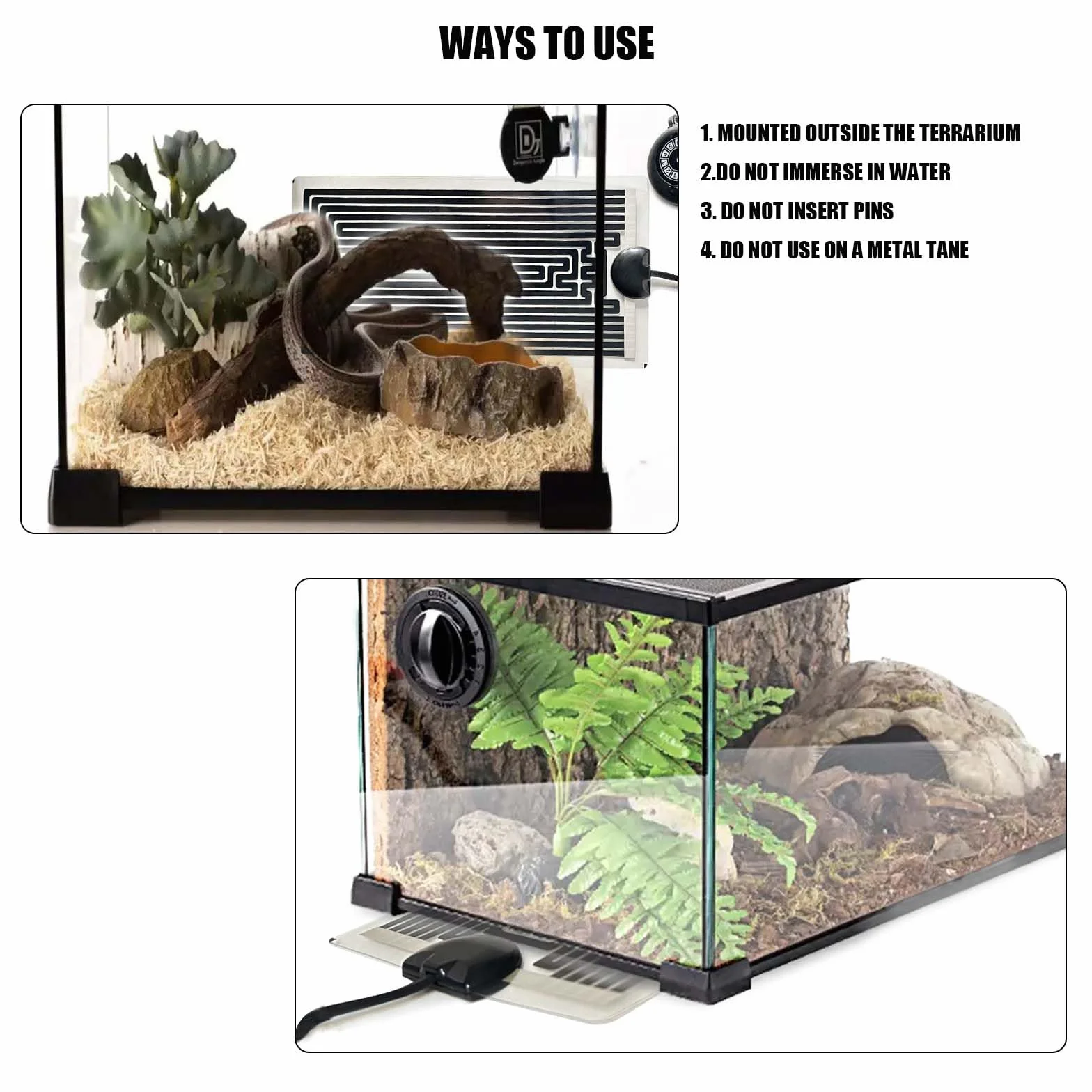Tapis Chauffant Terrarium 10 Niveaux Régulateur Température Reptiles Serpents Lézards Tortues Aquarium 7W