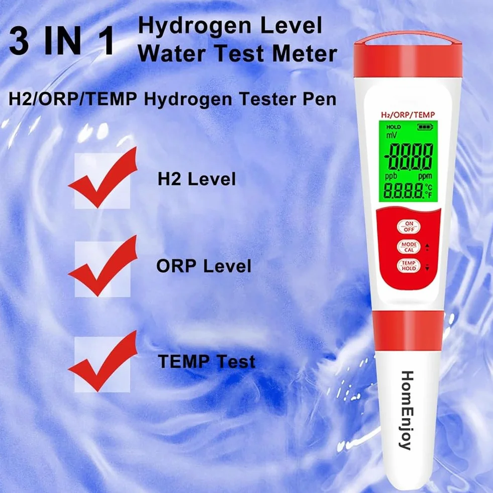 Testeur de niveau d'hydrogène numérique H2/ORP/Temp pour eau hydrogénée