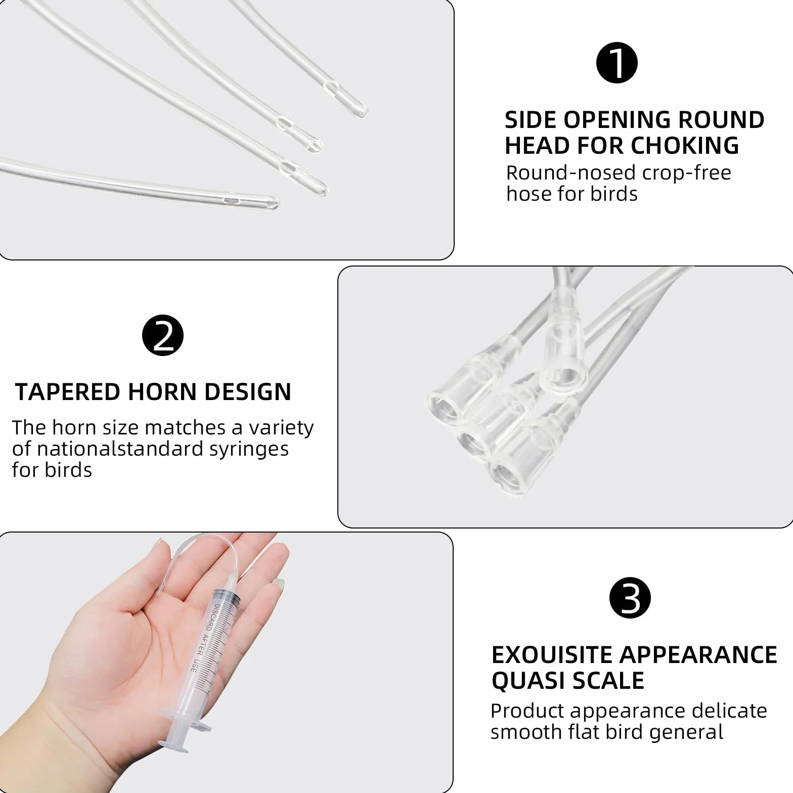 Seringue plastique avec tuyau 10 ml kit d'alimentation pour jeunes oiseaux pigeons perroquets