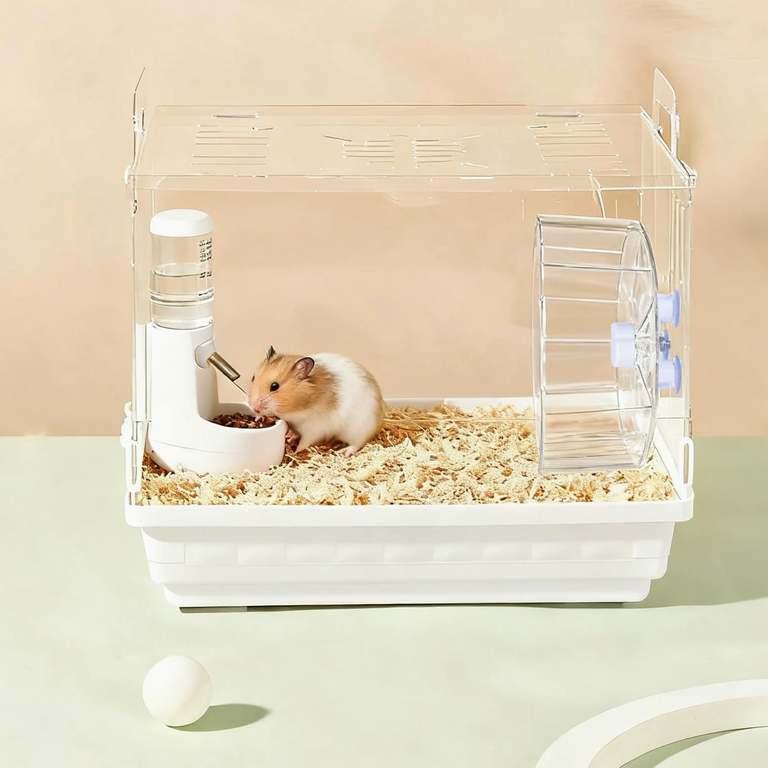 Roues d'exercice super silencieuses pour hamster, gerbilles, souris ou autres petits animaux (transparentes, grandes) de 21,6 cm