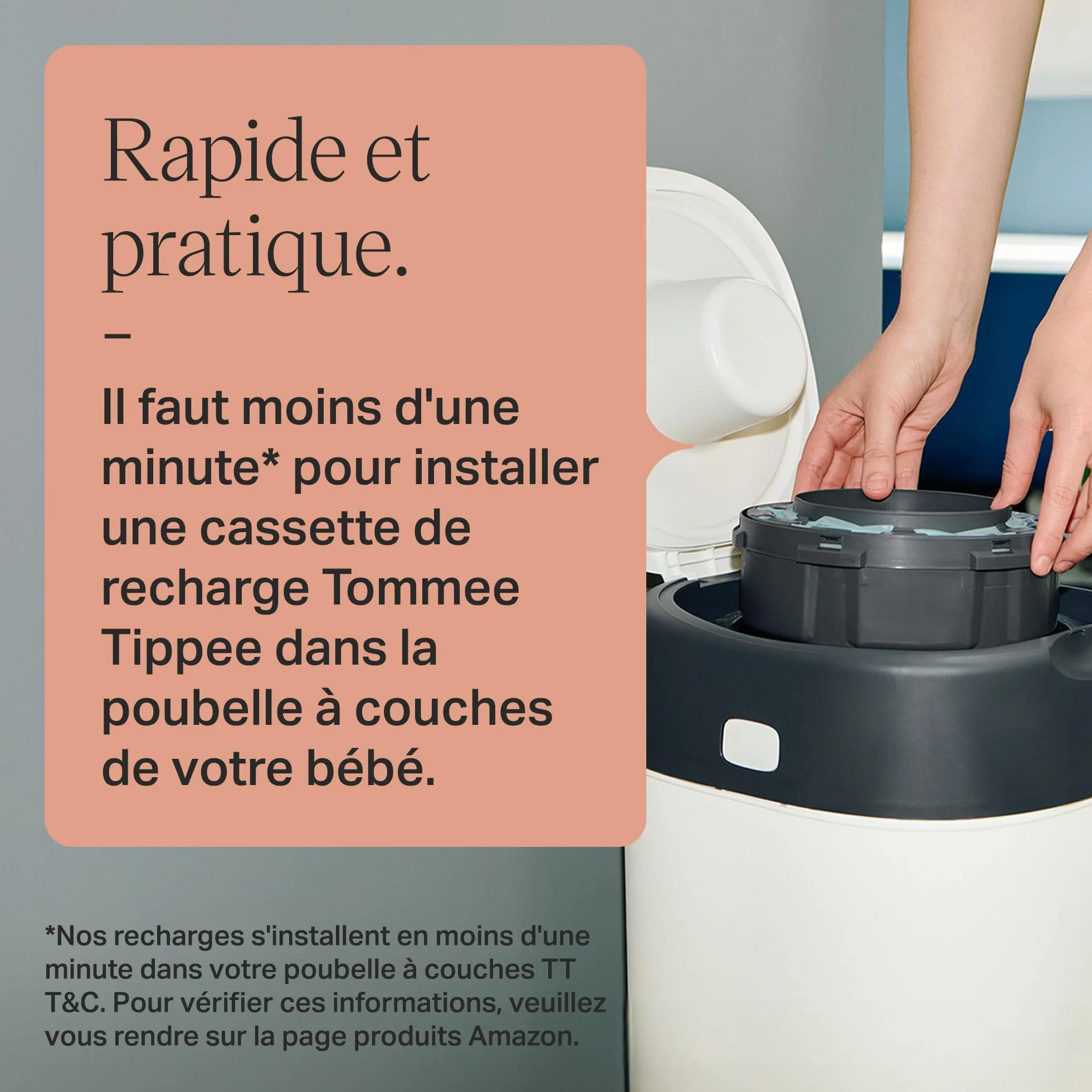 Tommee Tippee Cassettes de recharge originales Poubelle à couches Twist and Click Advanced, Lot de 8, 10,5 m
