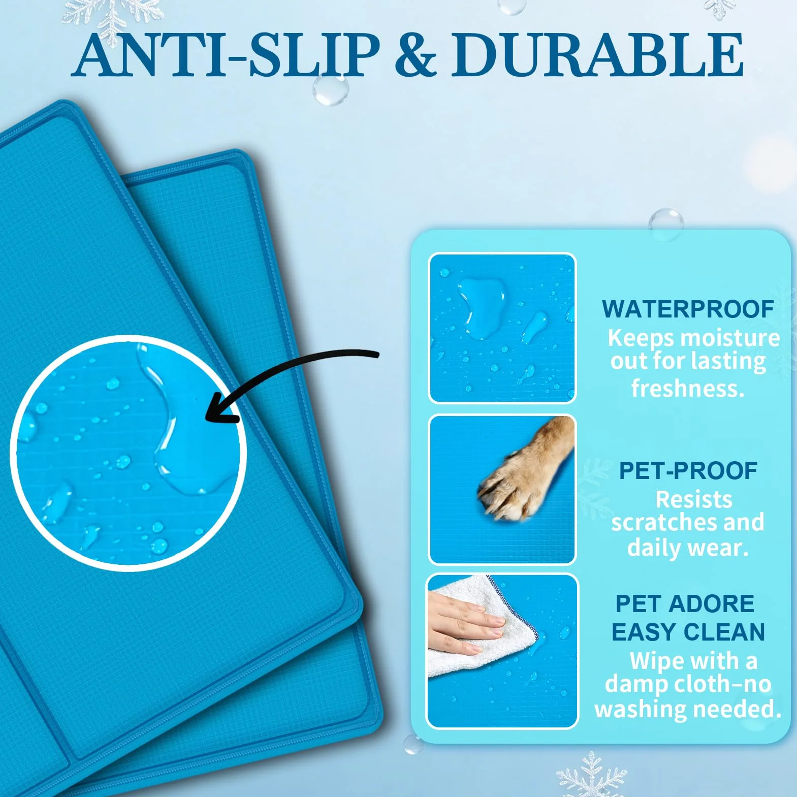 Tapis Rafraichissant Chien 65 x 50 cm Anti-Rayures Non Toxique Durable Pliable