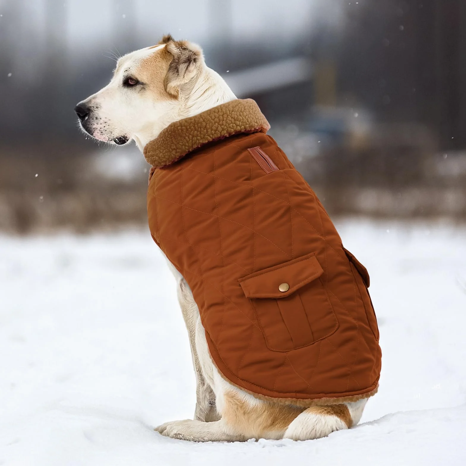 CITÉTOILE Manteau Chien Chaud Veste Polaire Fourrée Coupe-Vent avec Trou de Corde de Traction Brun XS