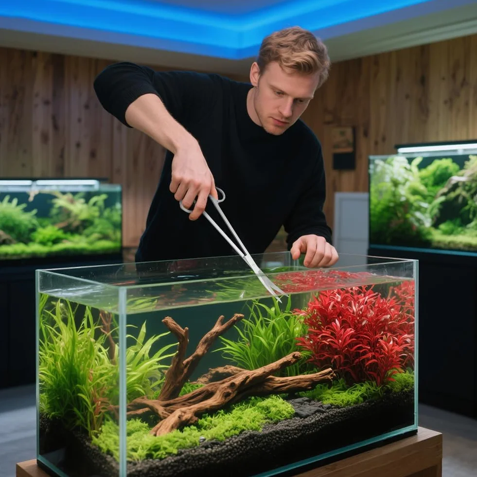 Flintronic 6 en 1 Aquarium Aquascaping Kit, INOX Ciseaux Pinces Outils Set pour Réservoir Eau Plantes Aquatiques