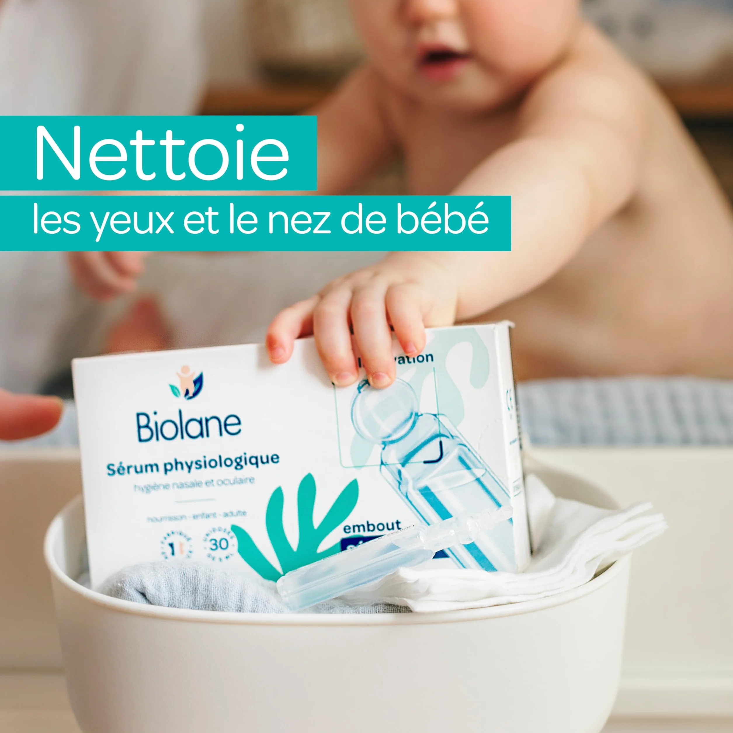 BIOLANE Sérum Physiologique 30 Unidoses Nettoie le nez et les yeux Dès la naissance