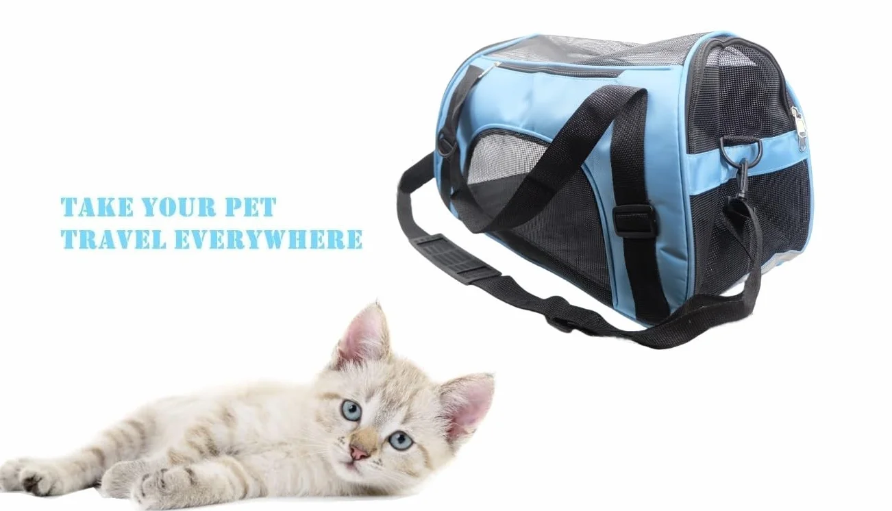 Sac de transport pour chat approuvé par les compagnies aériennes taille M bleu