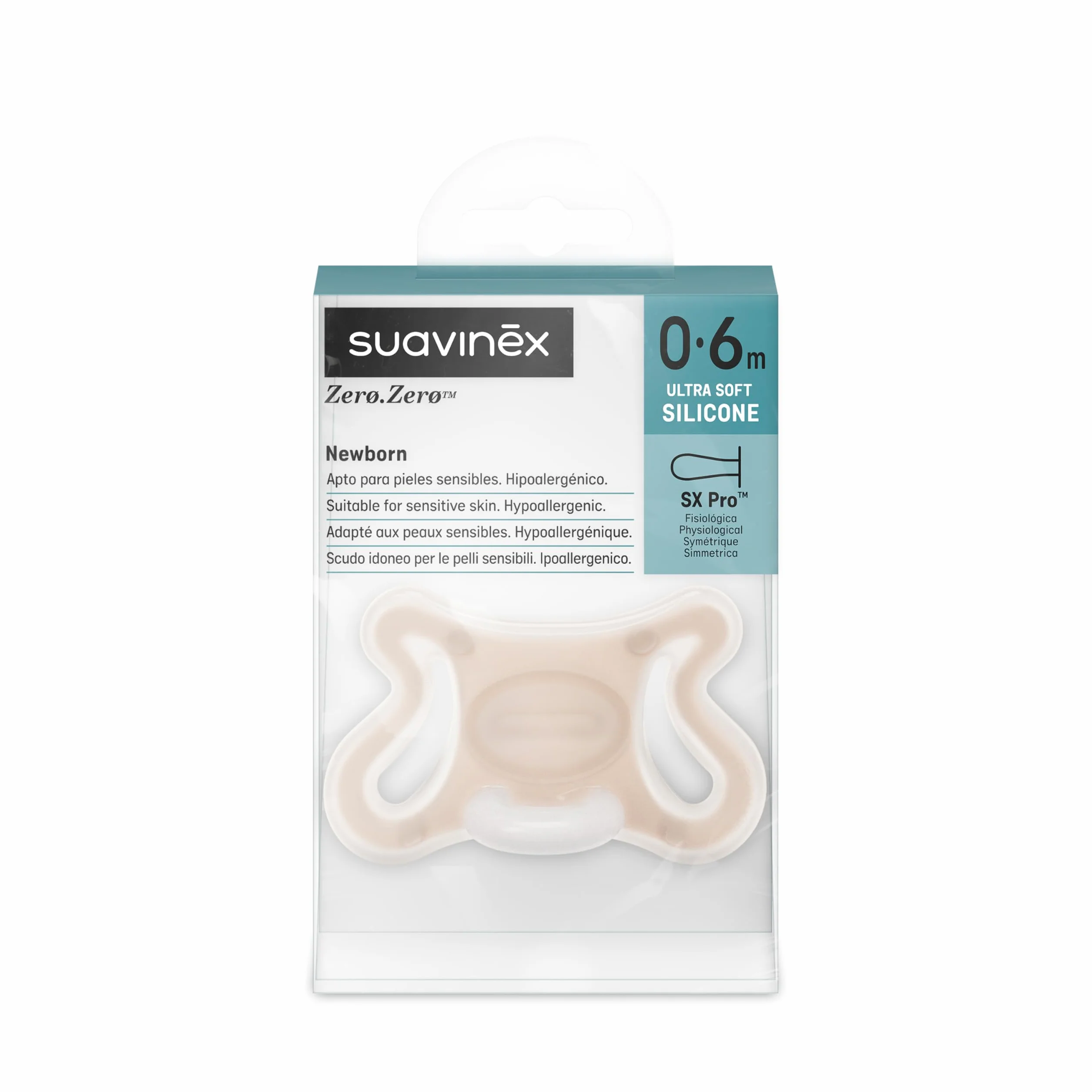 Suavinex Sucette Zero Zero Tétine Symétrique SX Pro 0-6 Mois Hypoallergénique Silicone