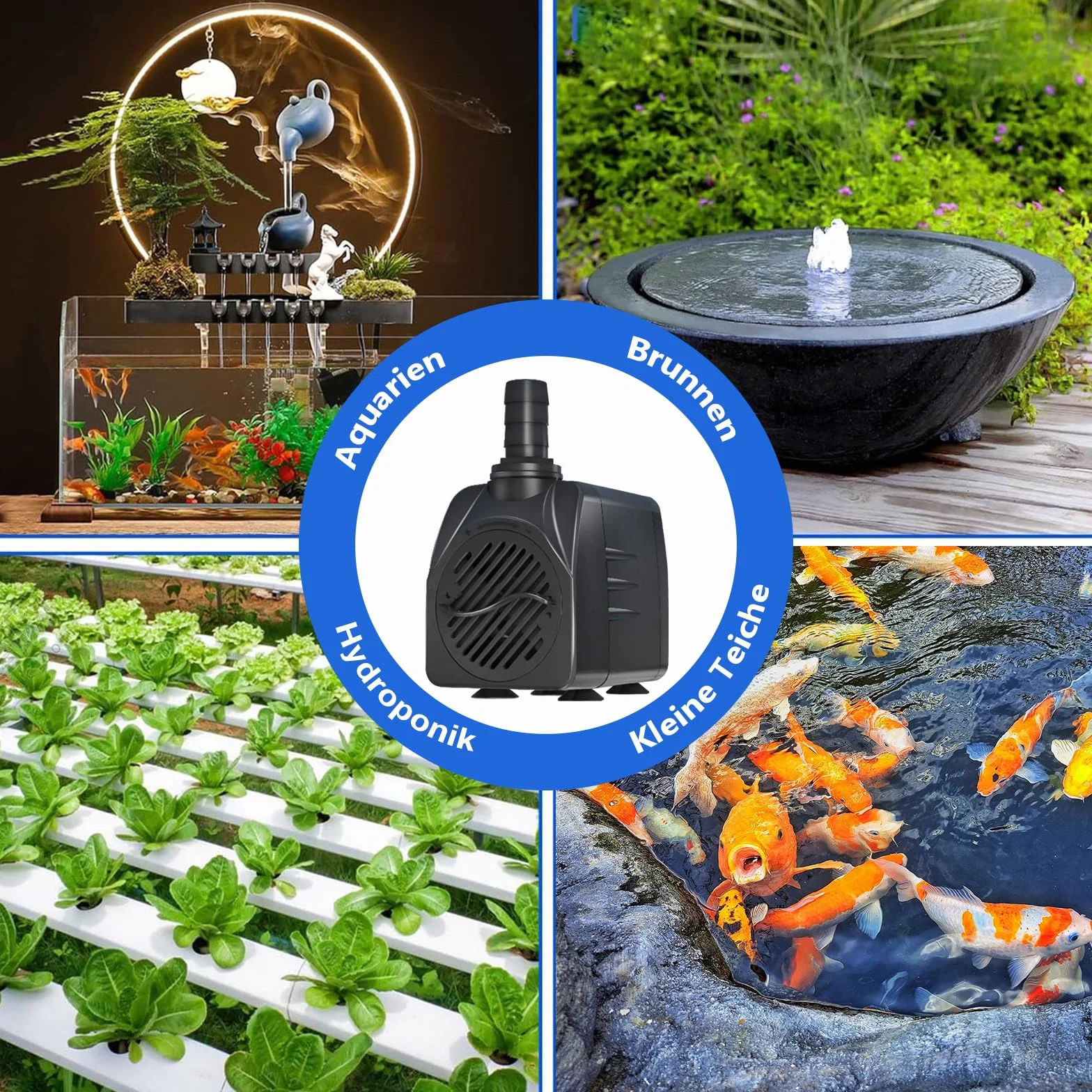 SongLong Pompe de Fontaine Ultra Silencieuse 10W 600 L/H Câble 3m