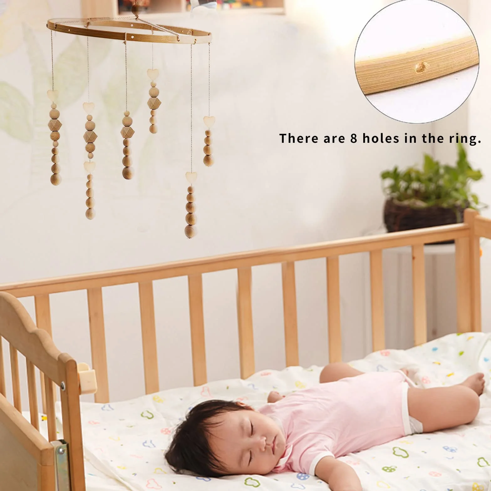 Cadre Mobile en Bois de Bricolage, Support pour Carillon de Vent Fait à la Main, Décoration de Pépinière pour Lit Bébé