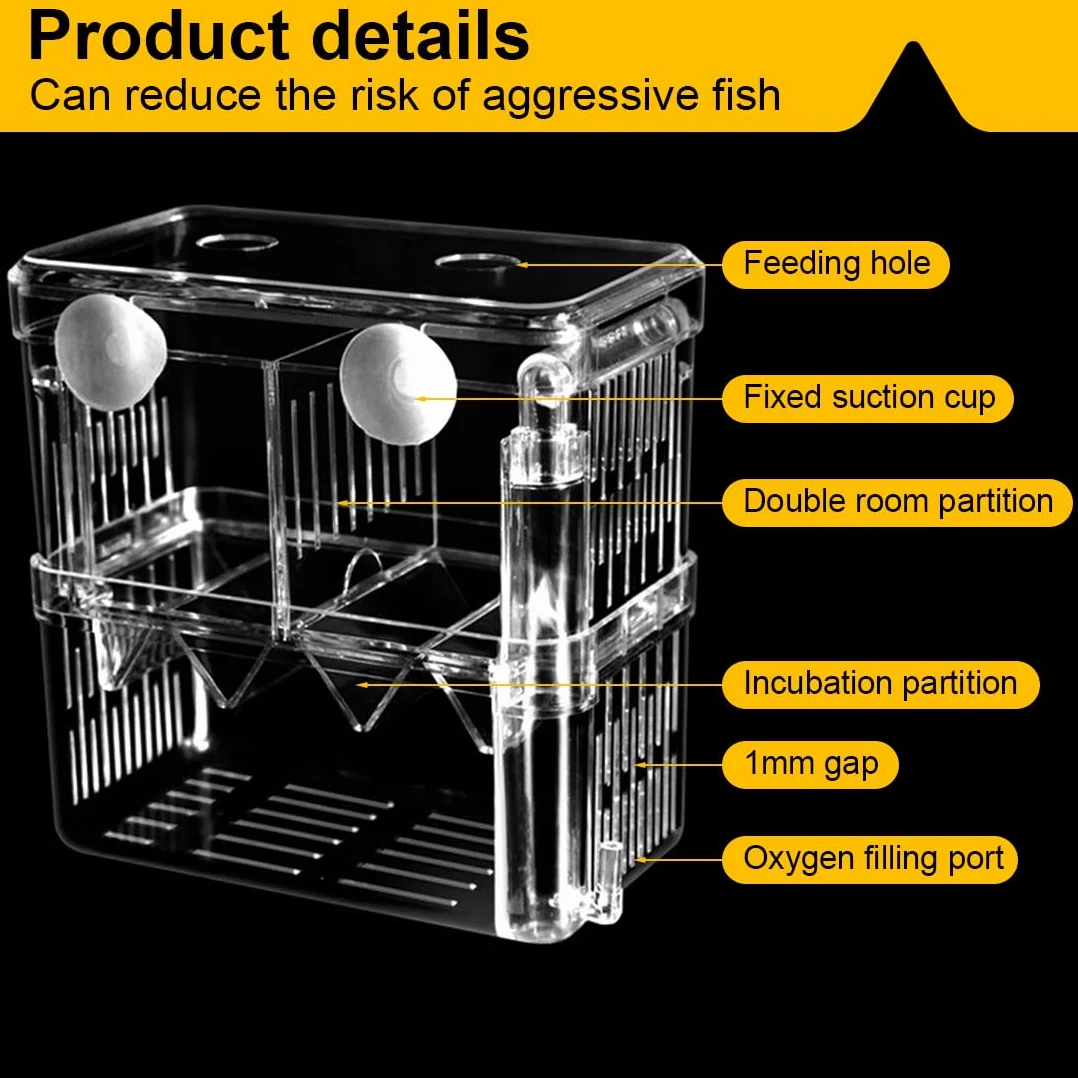 Boîte d'Élevage pour Aquarium avec Compartiment Isolant - Mini Aquarium Bebe Pondoir pour Poissons