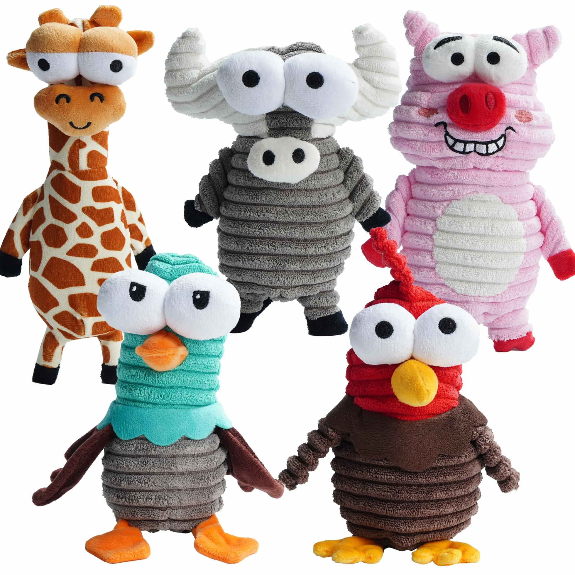 Jouet Chien Nocciola Lot De 5 avec Couineur Papier Bruissant, Jouets Interactifs en Peluche Durable pour Petite, Moyenne et Grande