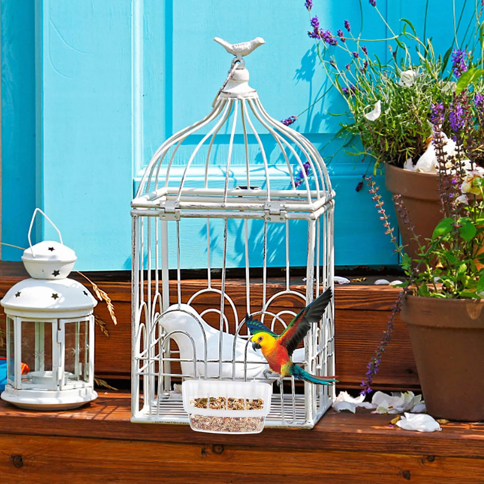 DOITOOL 2 Pièces Mangeoire pour Oiseaux Extérieur Plastique Transparent Suspendue Anti-gaspillage Compatible Cage Perroquets
