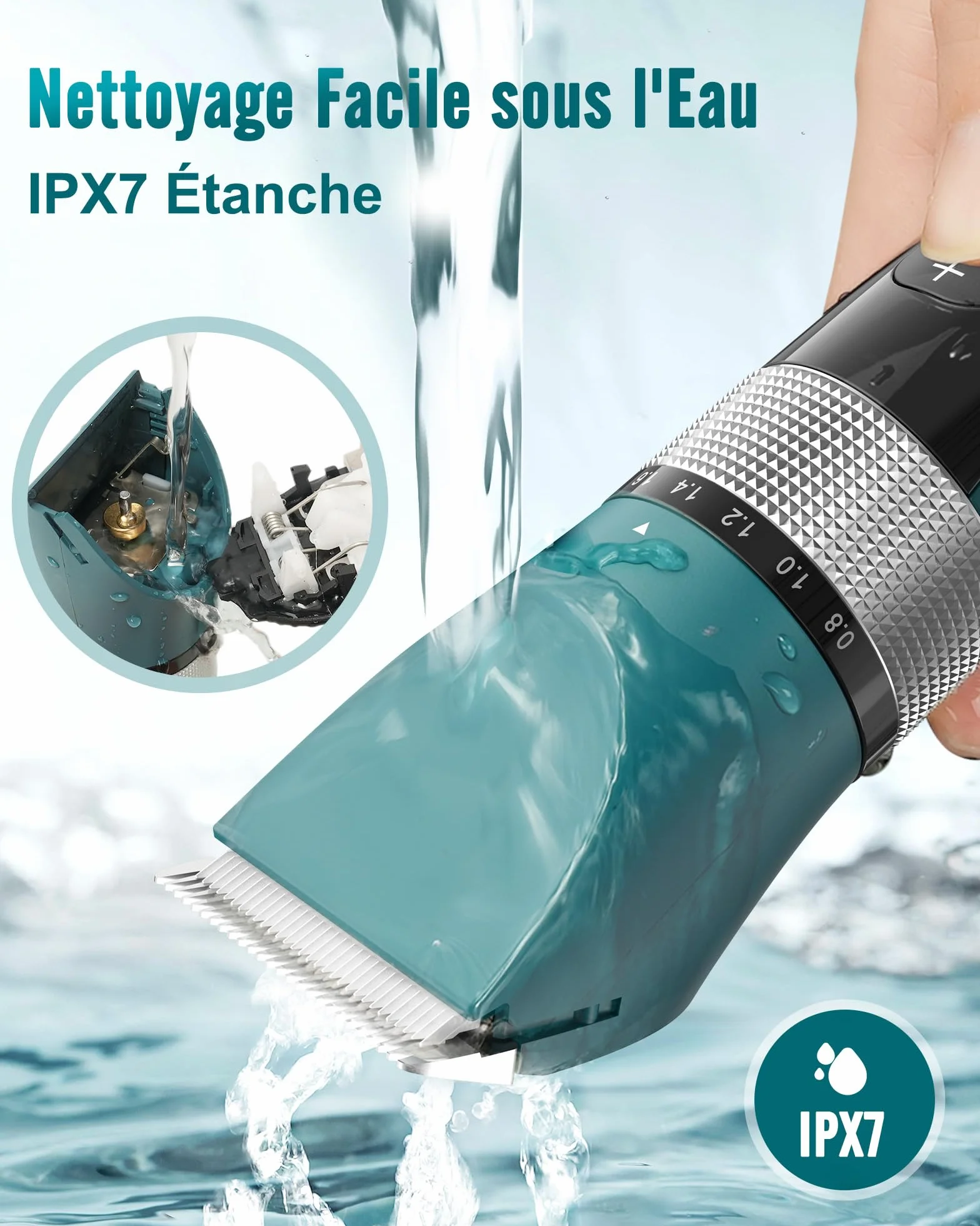 Oneisall Tondeuse pour Chat Silencieuse, Professionnelle à Poils Longs, Rasoir 5 Vitesses avec Écran LCD, IPX6, Vert