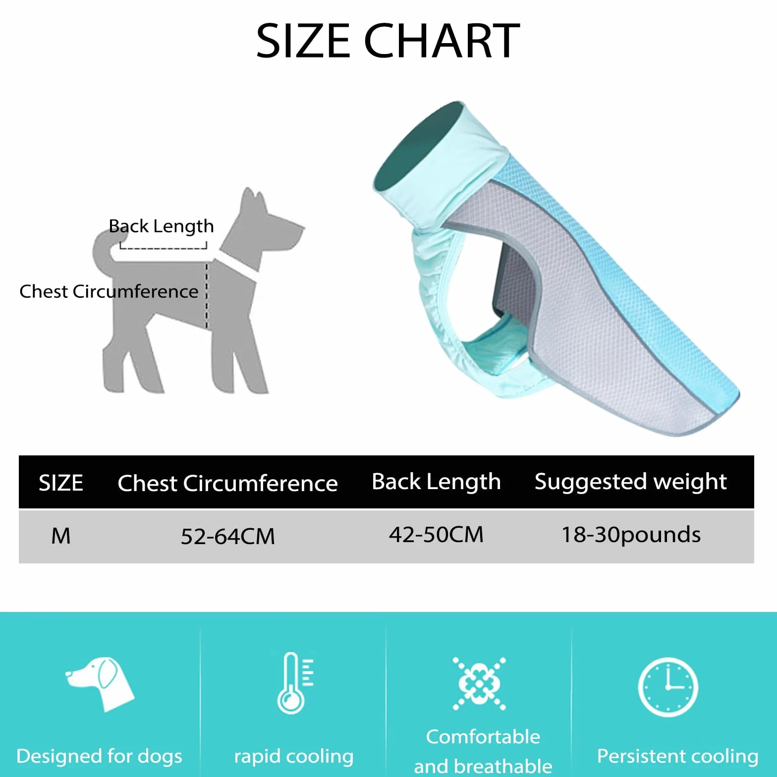 Gilet Rafraîchissant pour Chien, Manteau de Refroidissement UV pour Promenade Plages Activités Extérieures (M)
