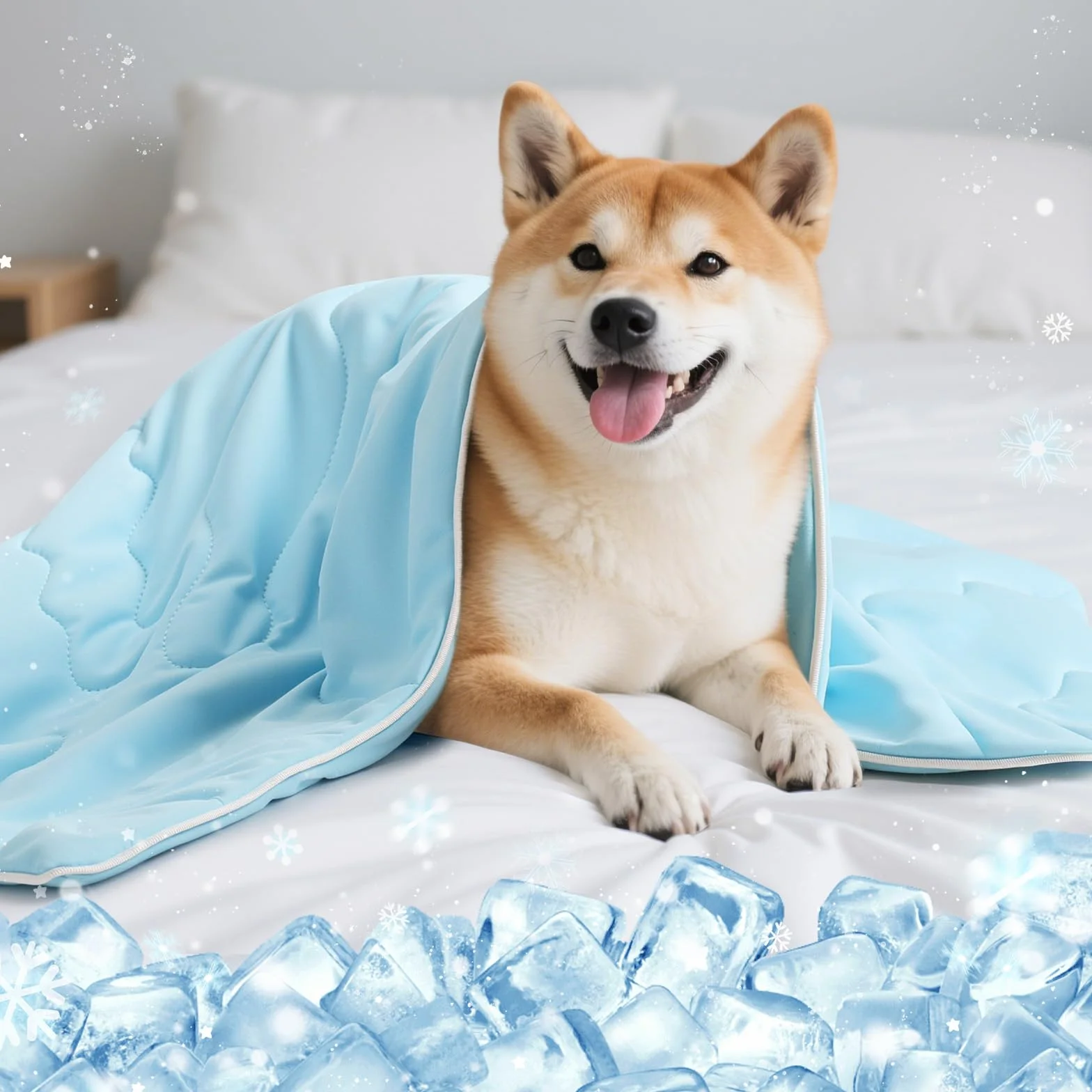 Tapis Rafraîchissant Chien Q-Max>0.4 Lavable 75×100 cm Bleu