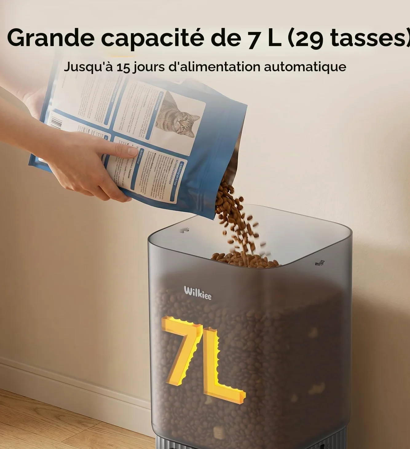 Distributeur Automatique 7L avec APP & WiFi Double-Bande pour Chats/Chiens | 2 bols, 7L, APP, WiFi 2,4G/5G, minuterie programmable, pour plusieurs chats et chiens, noir élégant