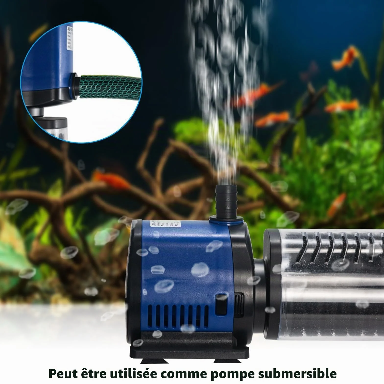 Pompe submersible 4 en 1 Filtre d'aquarium 1500 l/h pour 300-750 litres