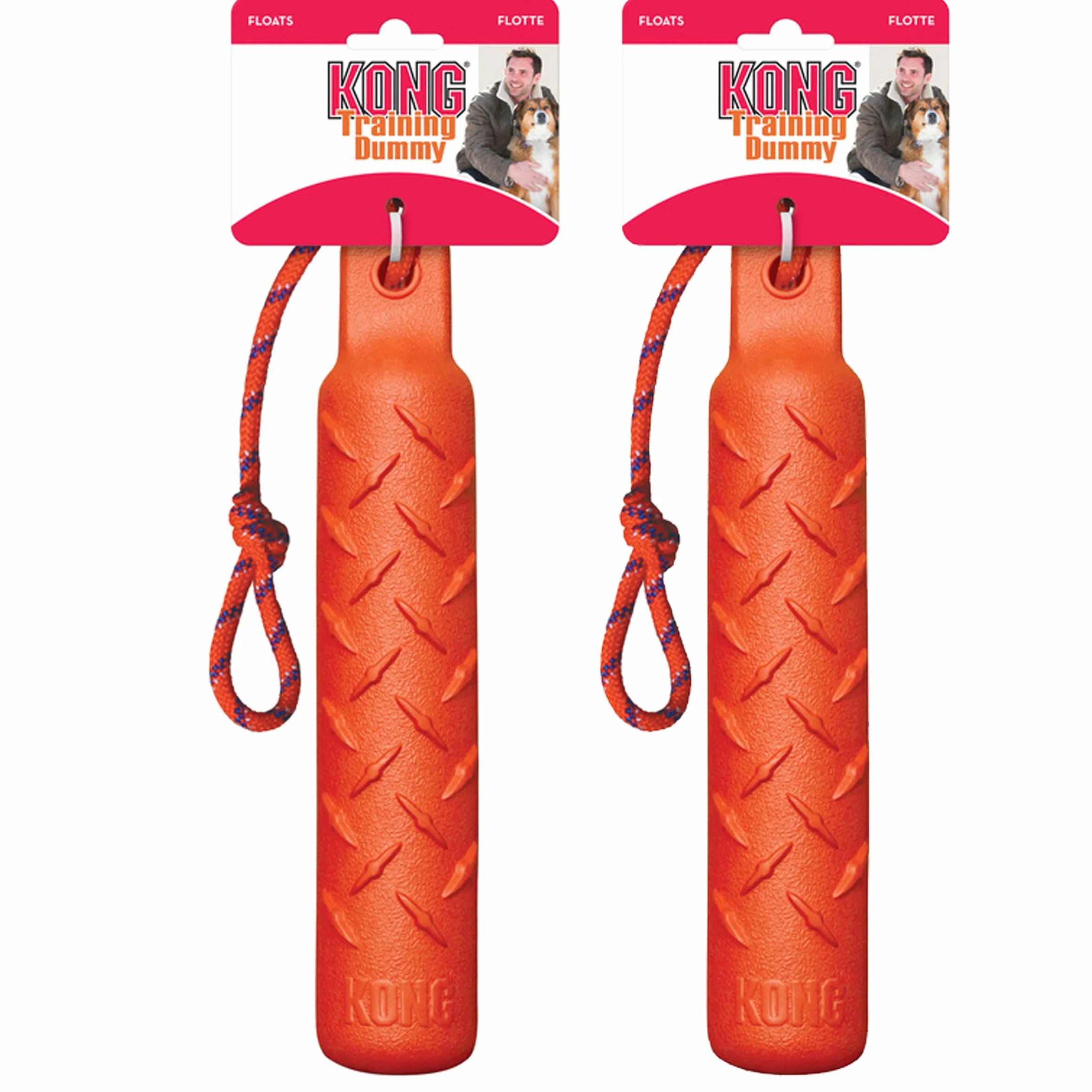 KONG Lot de 2 jouets de dressage pour chien en corde flottant durable orange Taille L