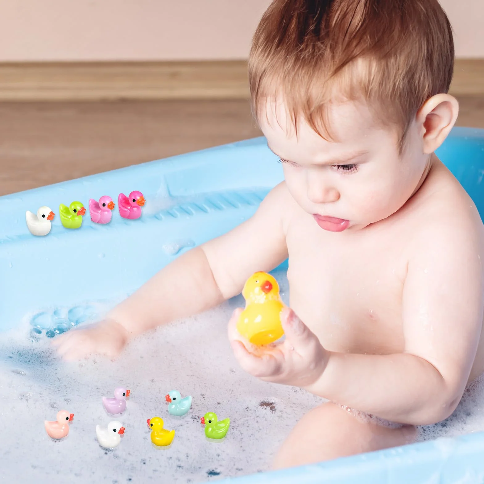 Lot de 100 Mini Canards en Résine 10 Couleurs Canards Miniatures pour Aquarium Jardin Paysage