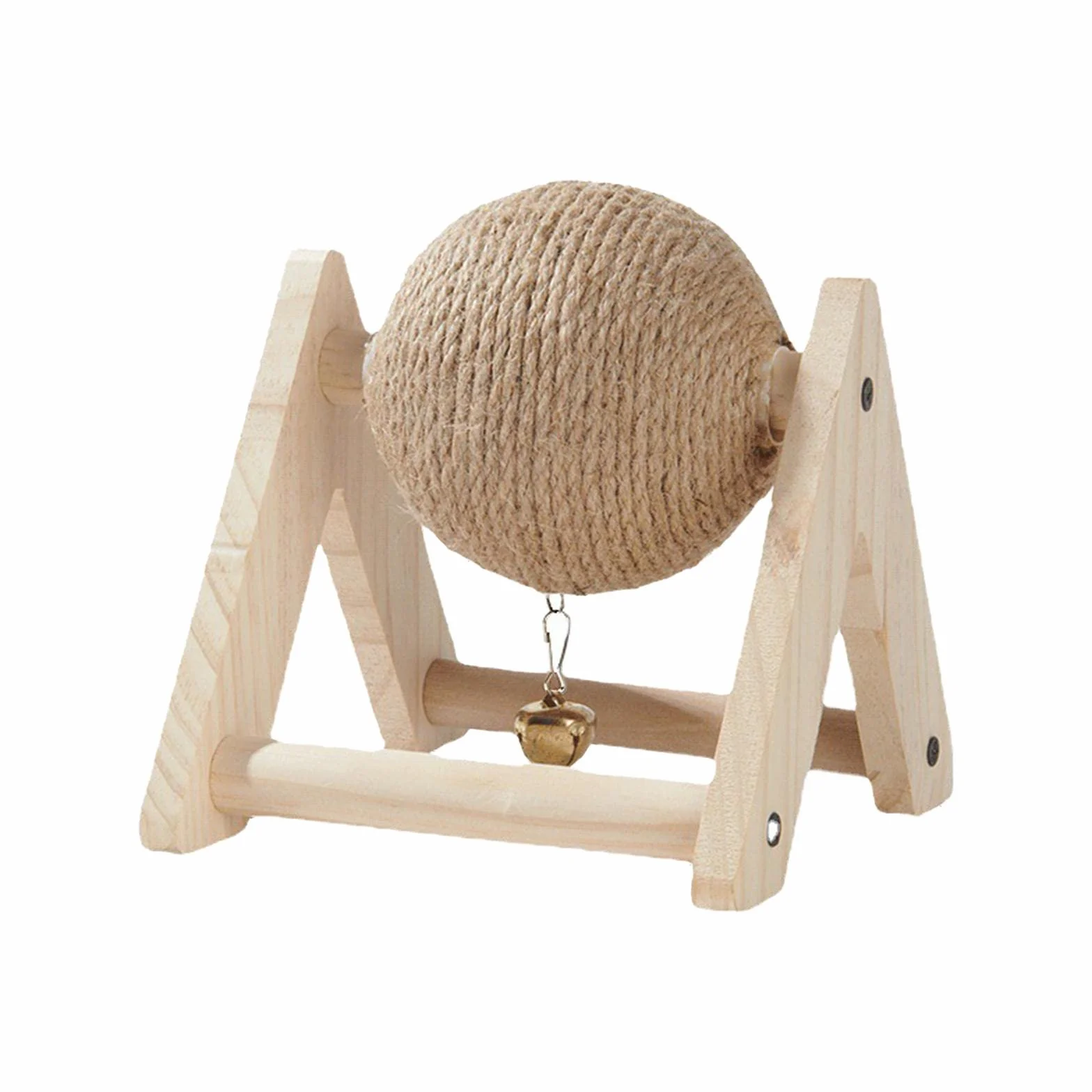 Lapin Sisal Griffe Balle Grattoir avec Boule Canapé Protecteur Support en Bois Portable avec Cloche Stable Jouet