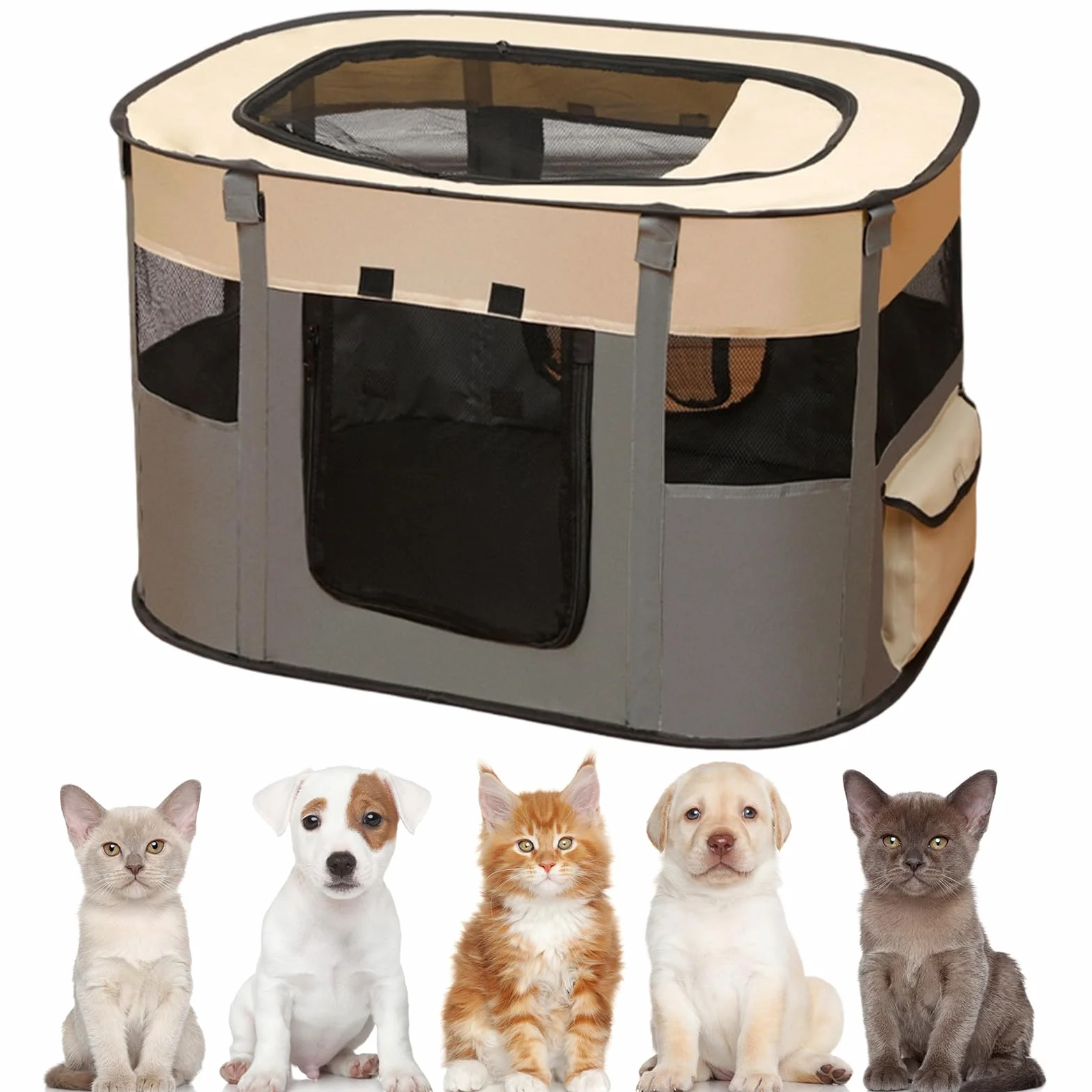 Cage pour Chien Pliable 70 x 55 x 40 cm Parc pour Chien Enclos pour Petits Animaux avec Sac de Transport