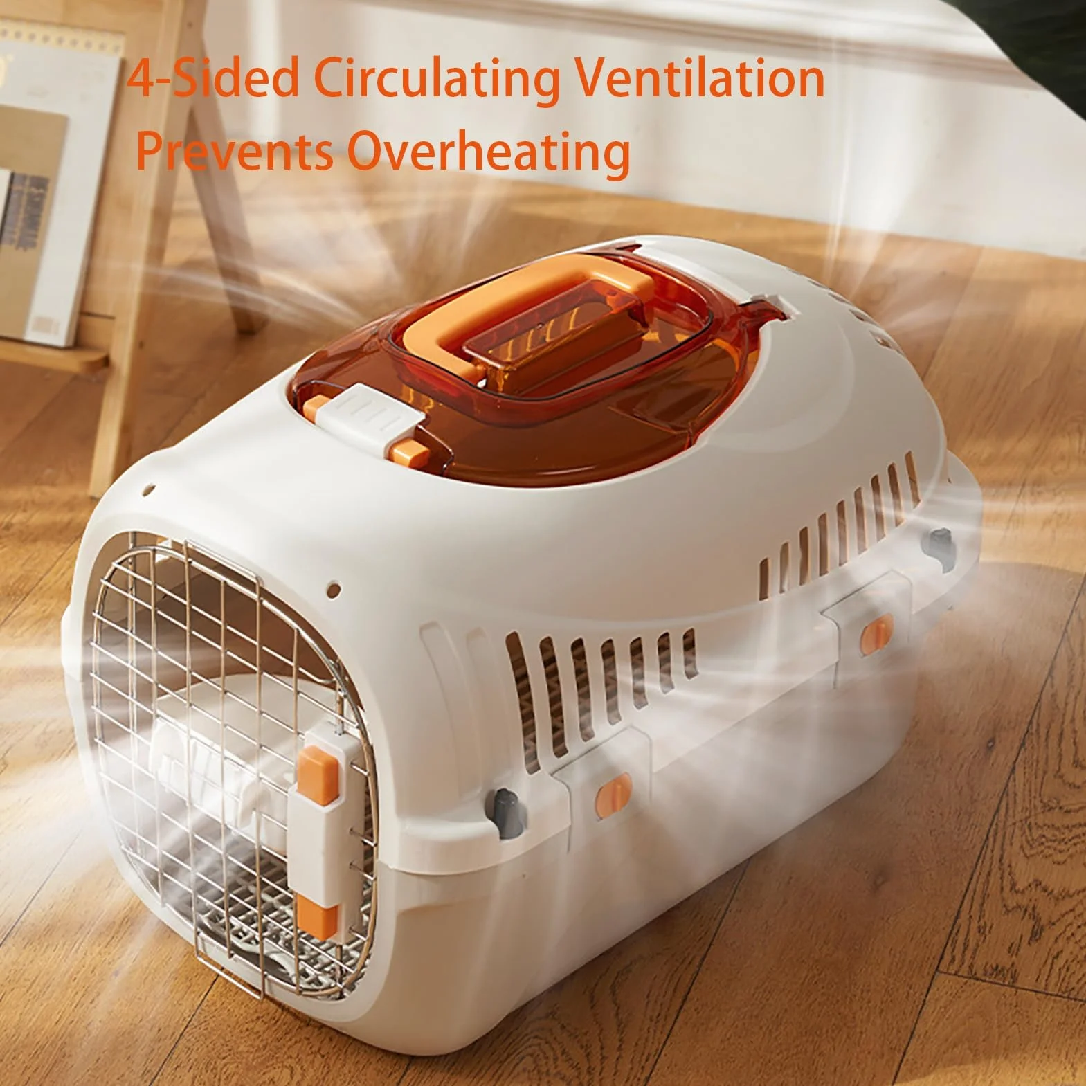 Cage de Transport pour Voiture Approuvée par les Compagnies Aériennes pour Chats et Petits Chiens avec Bol d'Eau et Coussin Blanc