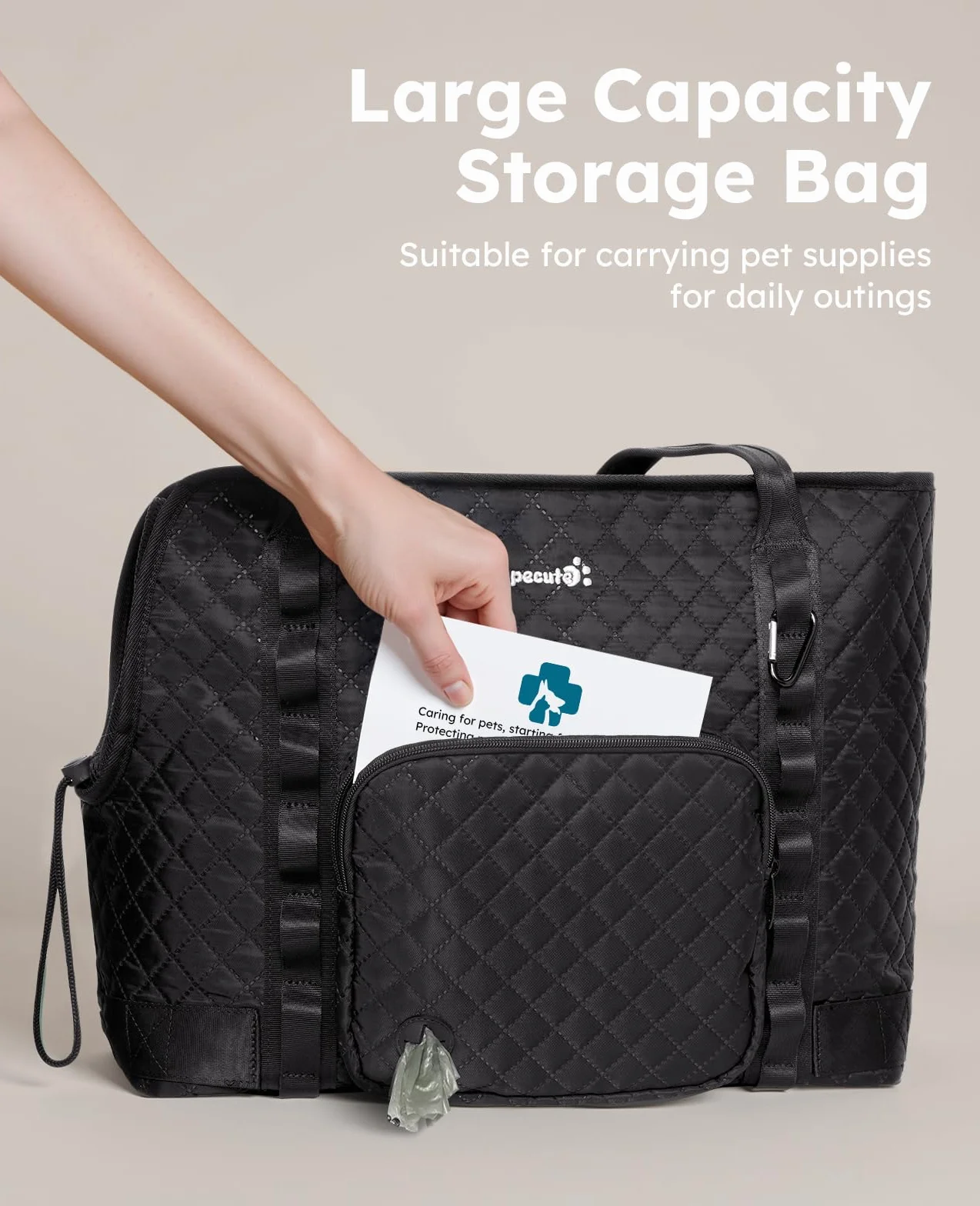 Pecute Sac Transport Chien Portable avec Tapis Amovible pour Voyages et Plein Air Noir