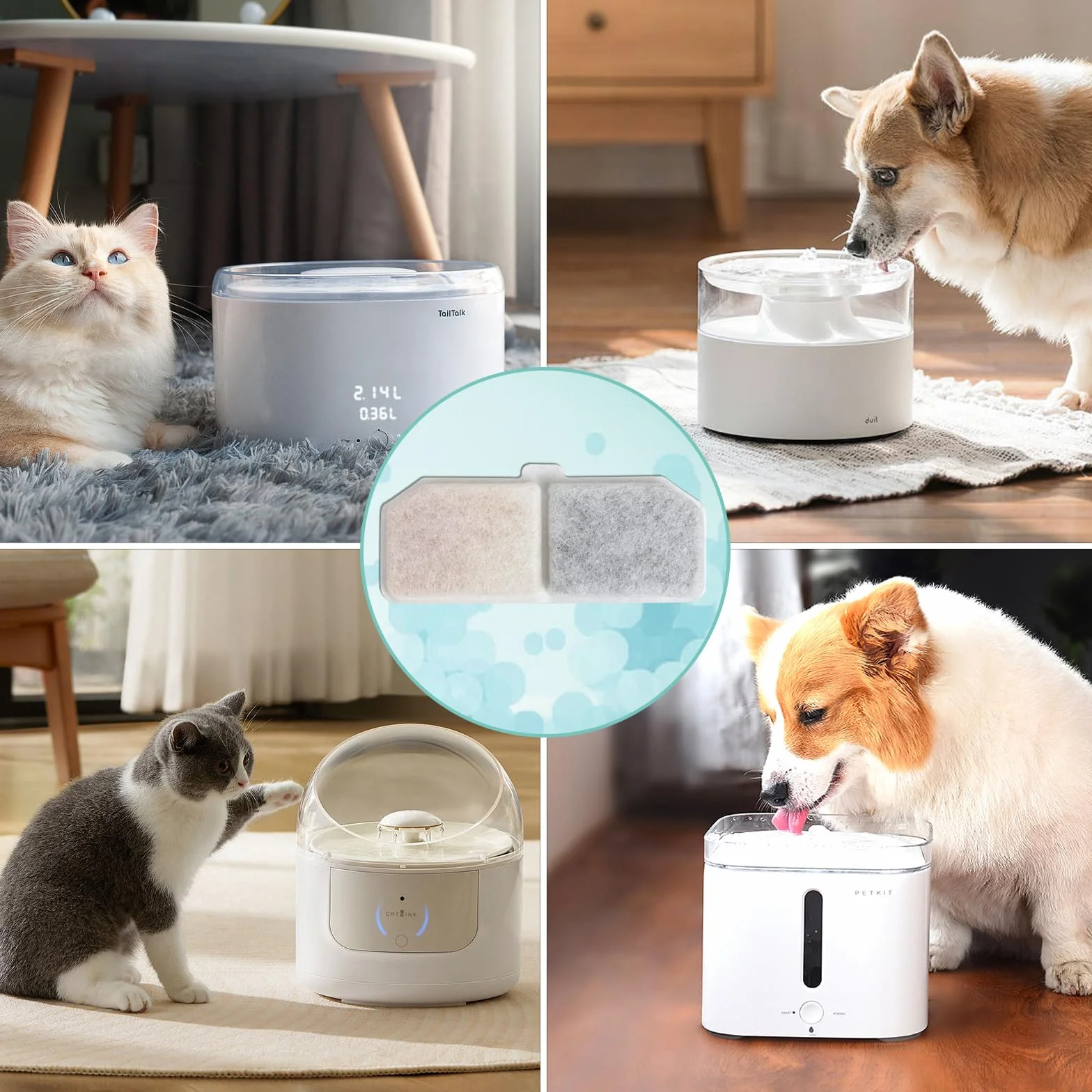 Filtre Fontaine Eau Chat Remplacement Chien Charbon Actif 12 Pcs