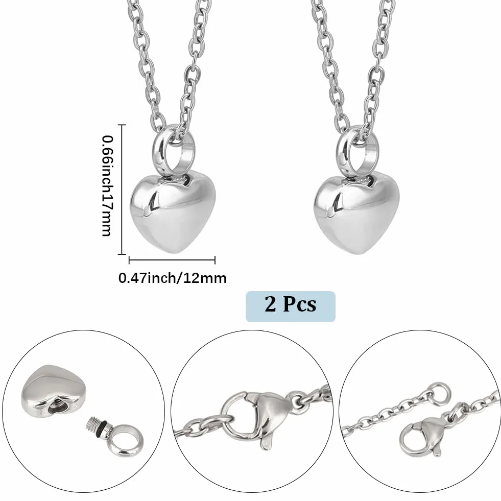 CREATCABIN Pendentif Urne Cœur Acier Inoxydable 1.2x1.7cm Souvenir Étanche