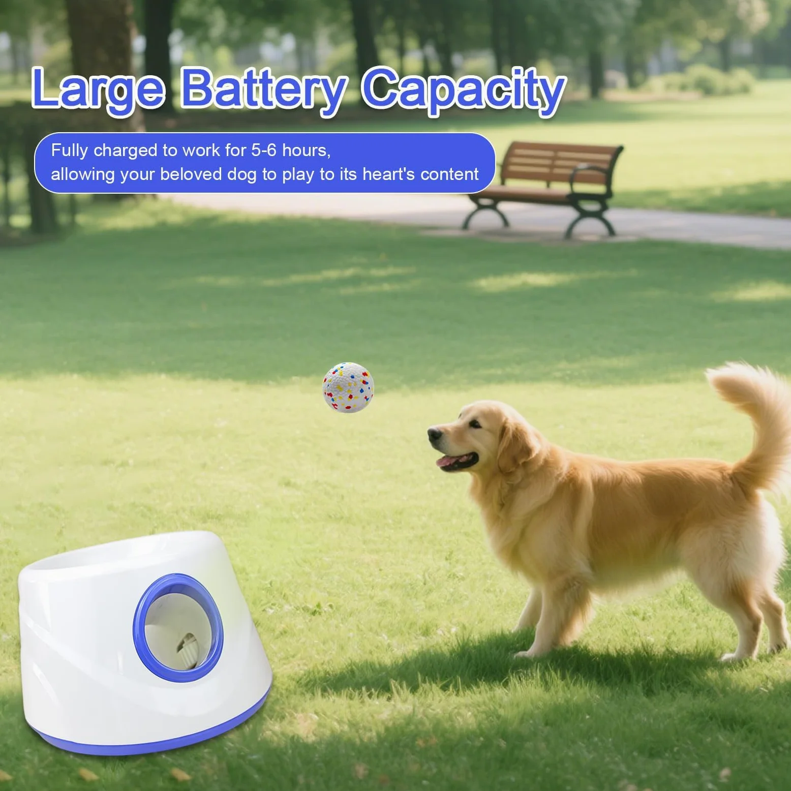 Lanceur de balles automatique pour chien pour intérieur et extérieur, paramètres de distance réglables, batterie rechargeable, jouet interactif intelligent pour chiens de petite, moyenne