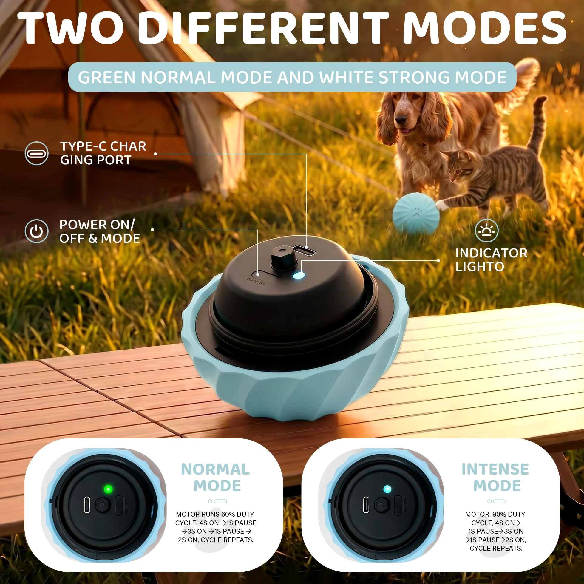 Jouet interactif pour chien et chat - Balle électrique avec activation tactile - 2 modes - Étanchéité IPX67 - Coque résistante aux morsures - Rechargeable USB-C - Jouet intelligent - 74 mm