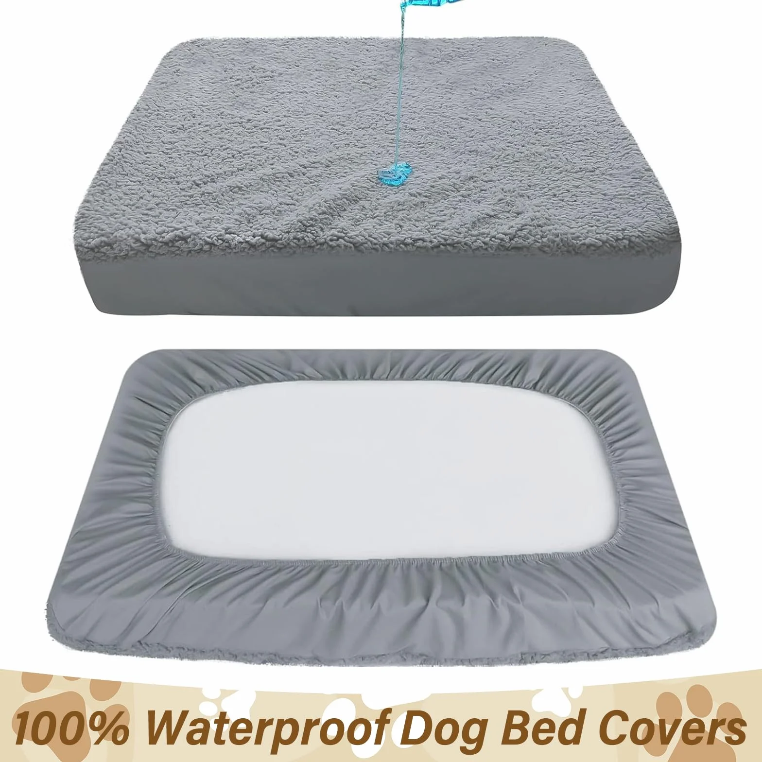 Housses pour lits pour chien, housse de rechange en tissu éponge et daim, 91 x 68 cm