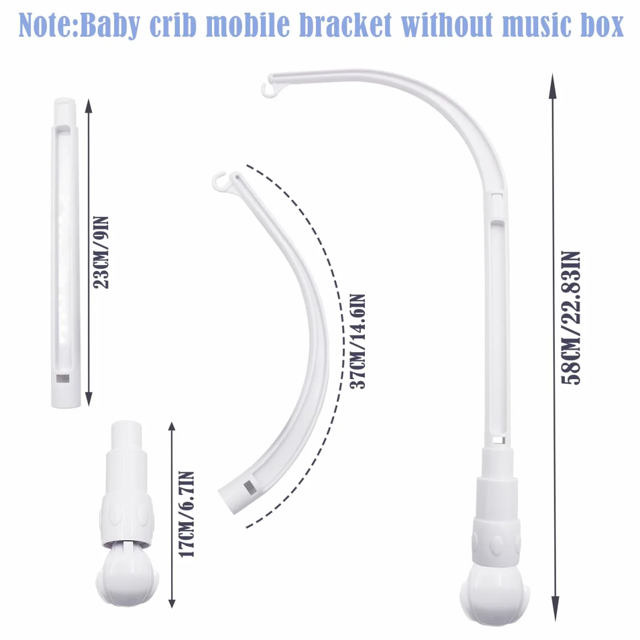 Support Mobile Lit Bébé Berceau Amovible Réglable en Largeur, Carillon à Vent Suspendu, Jouet Nouveau-né 0-12 Mois
