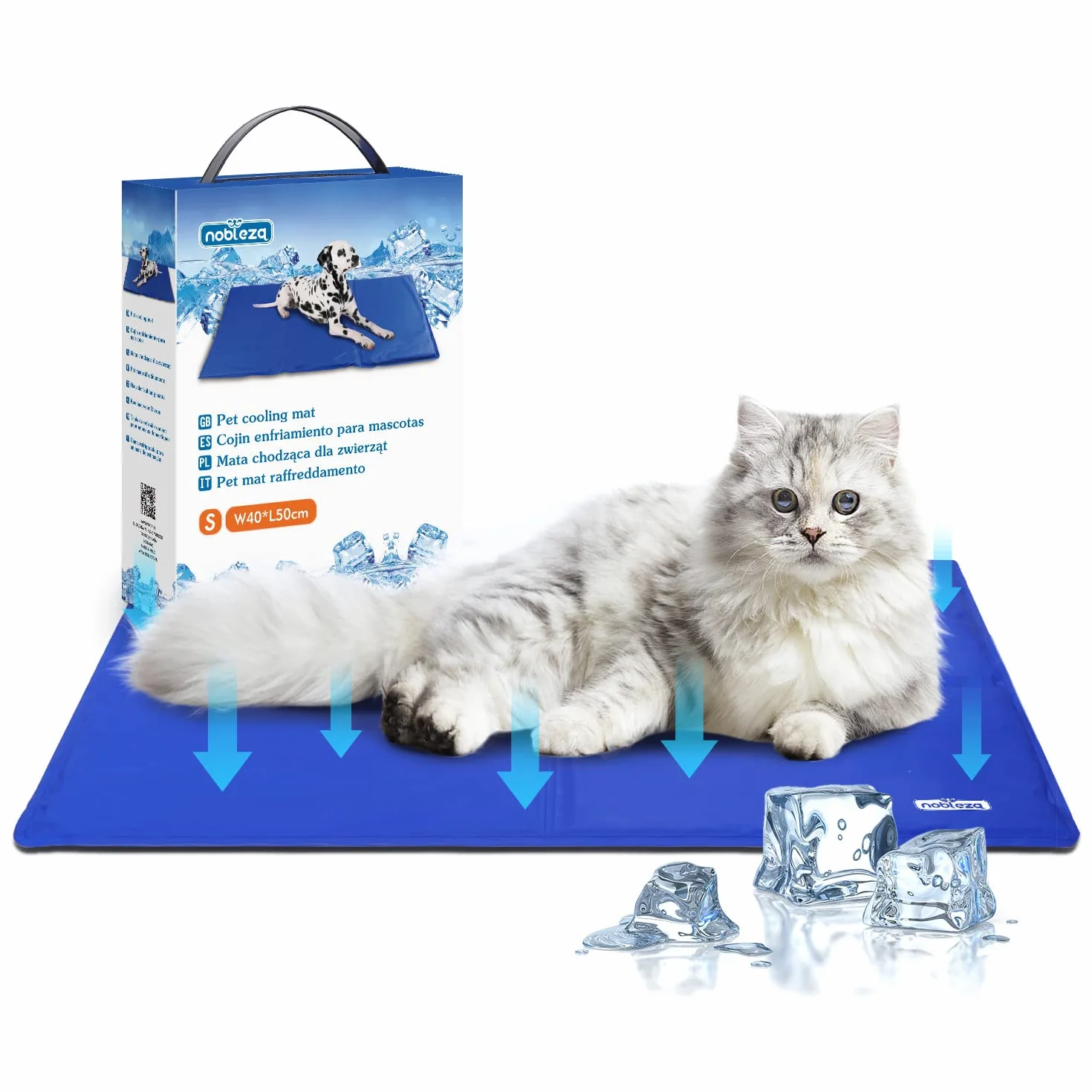 Nobleza Tapis de Refroidissement pour Chats 50x40cm Bleu Auto Refroidissant Non Toxique