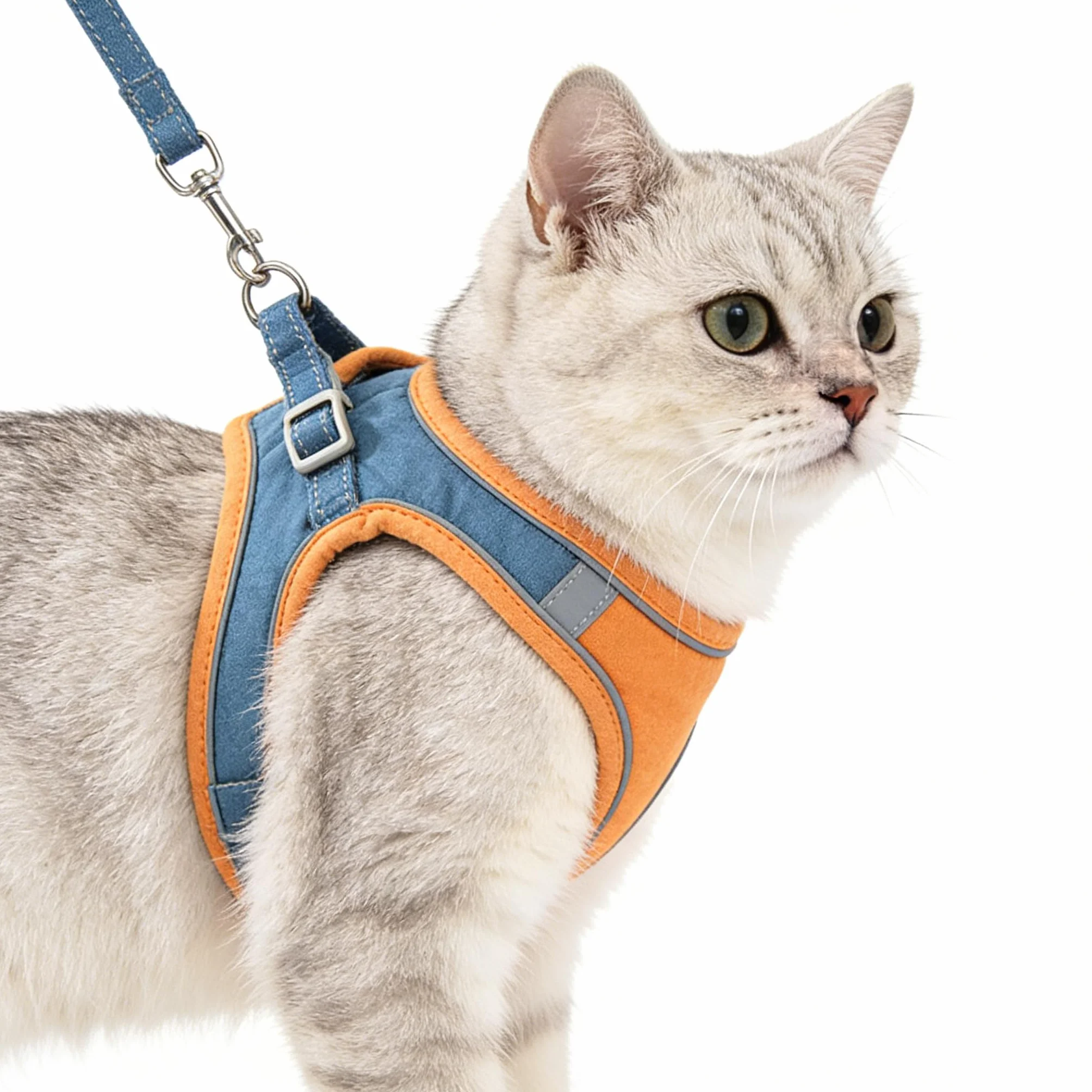 Harnais anti-fugue pour chat et chiot réglable orange L