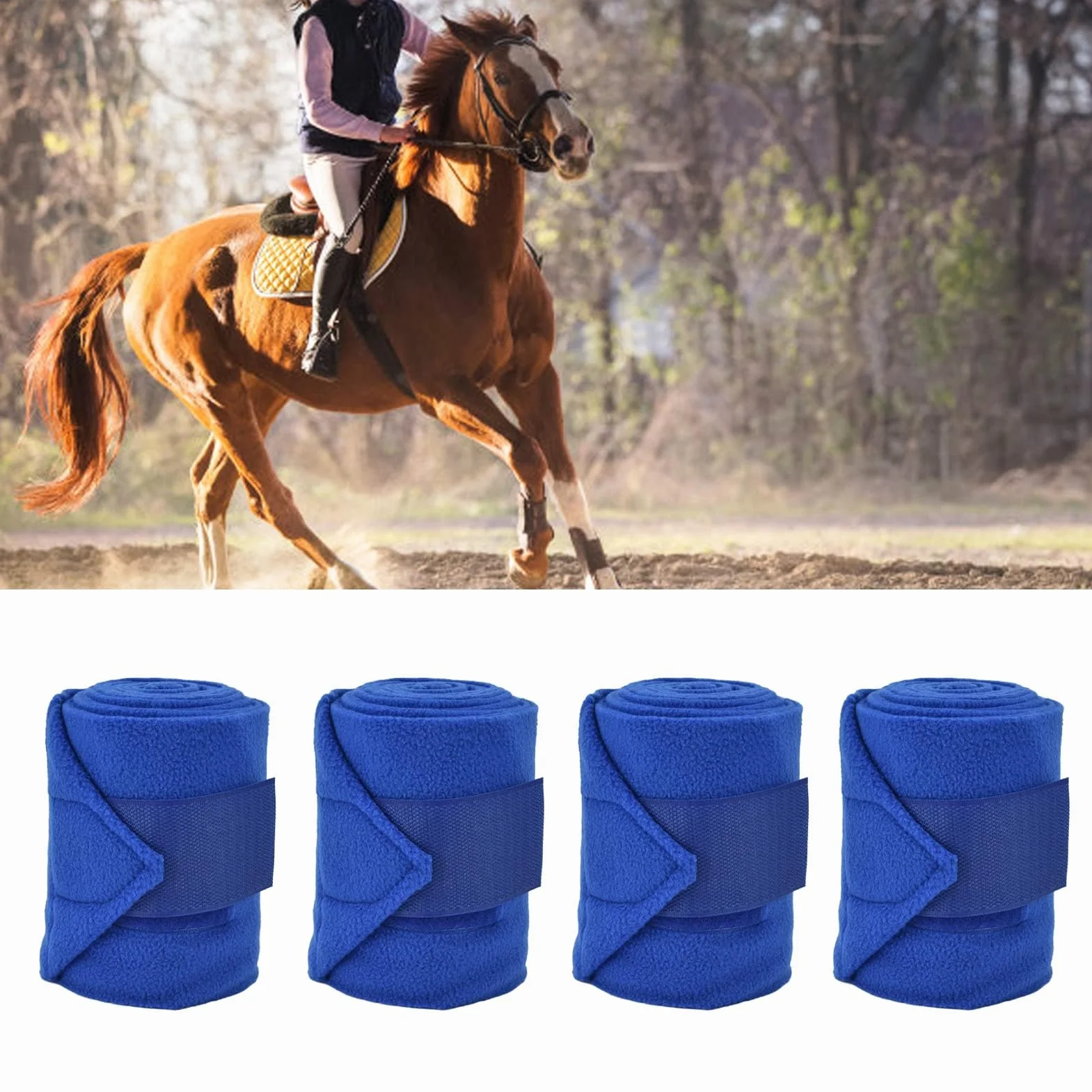 Lot de 4 Bandes de Protection pour Pattes de Cheval, Bandages pour Jambes et Queue, Polo, Attaches