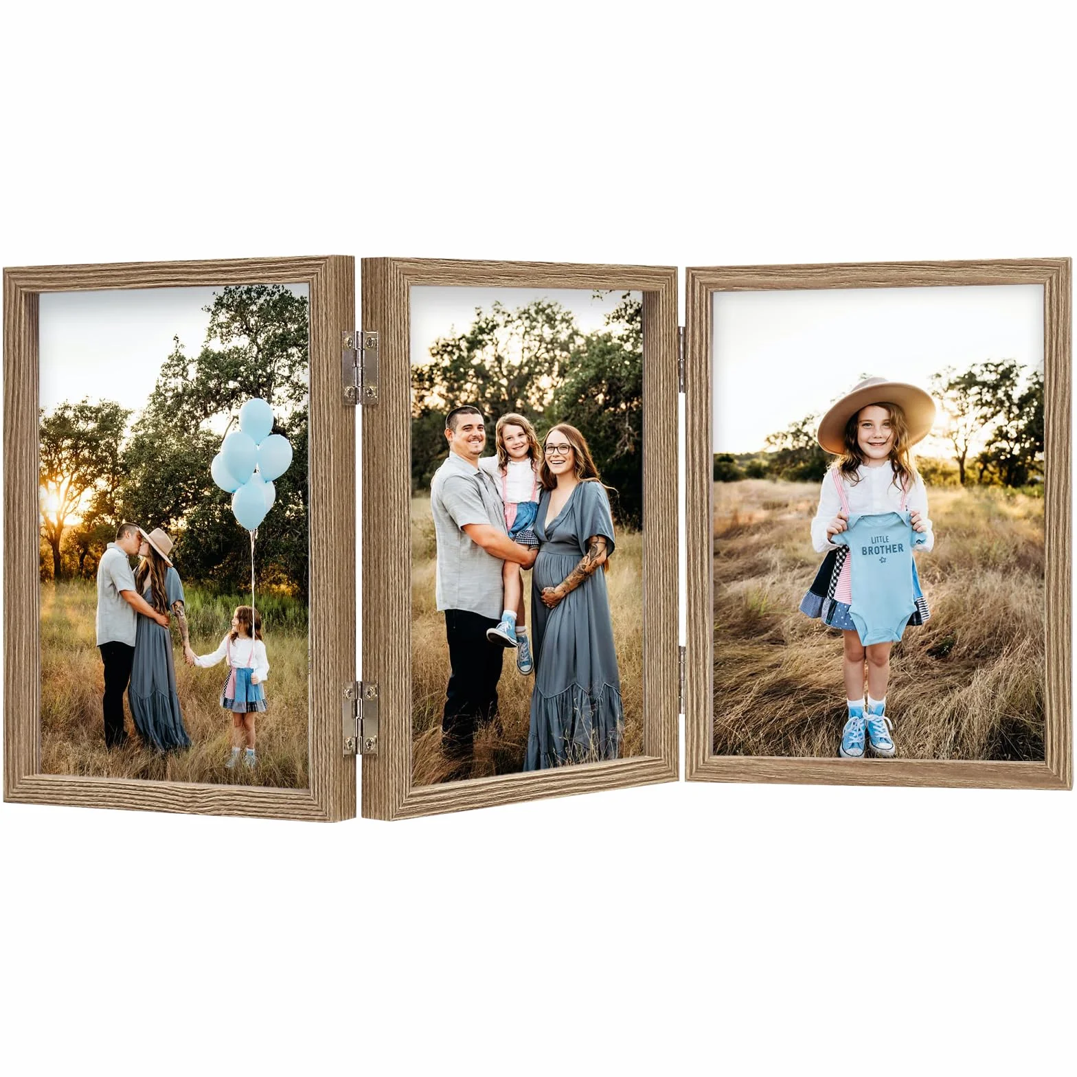 AVEAX Cadre Photo Triple 10x15 cm Vrai Verre Pliable pour Table