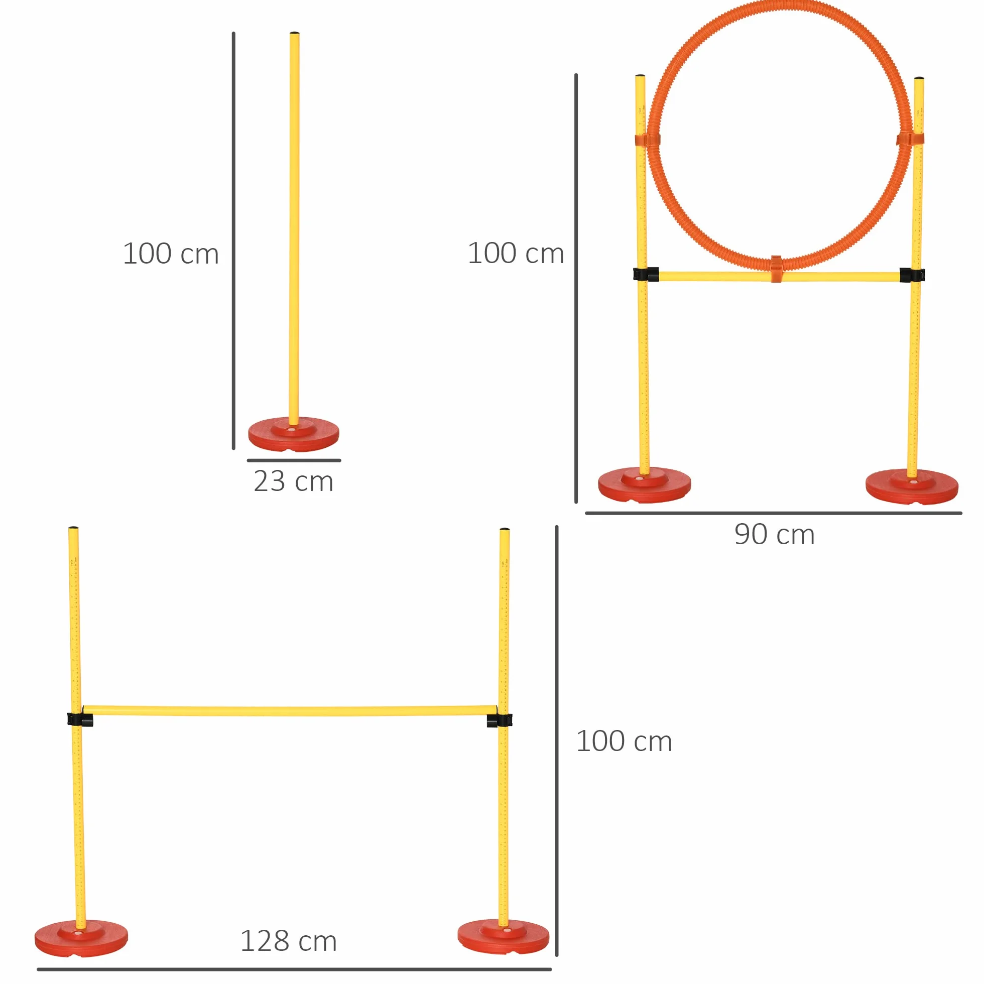PawHut Agility Sport pour Chiens équipement Complet Haies Slalom Sac de Transport Jaune