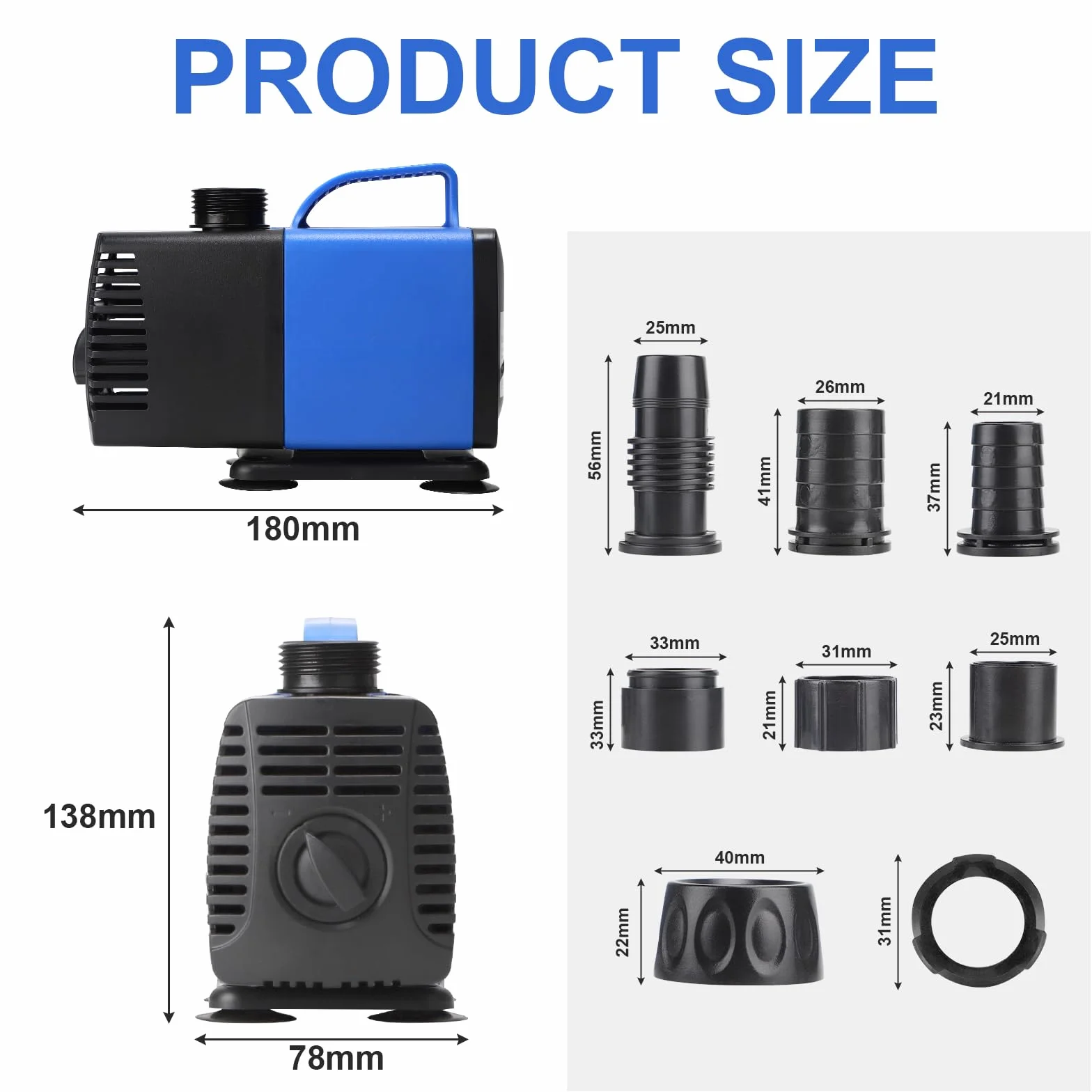 Pompe à Eau Submersible 6500 L/h 65W Ultra Silencieuse avec 10 Buses pour Aquarium Bassin Fontaine