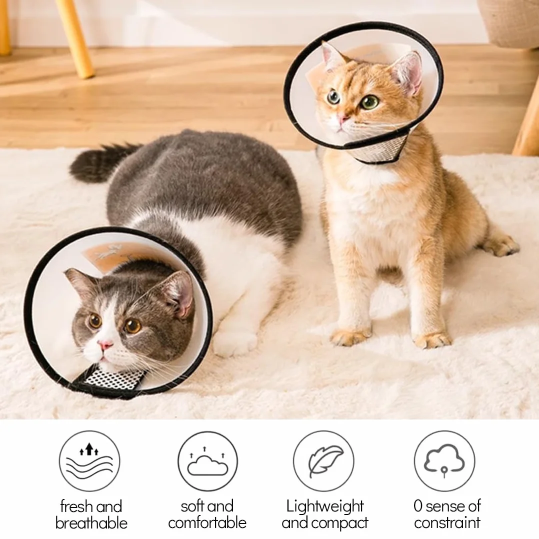 Collier Cône Protecteur Réglable pour Chat Chien Petit S Blanc