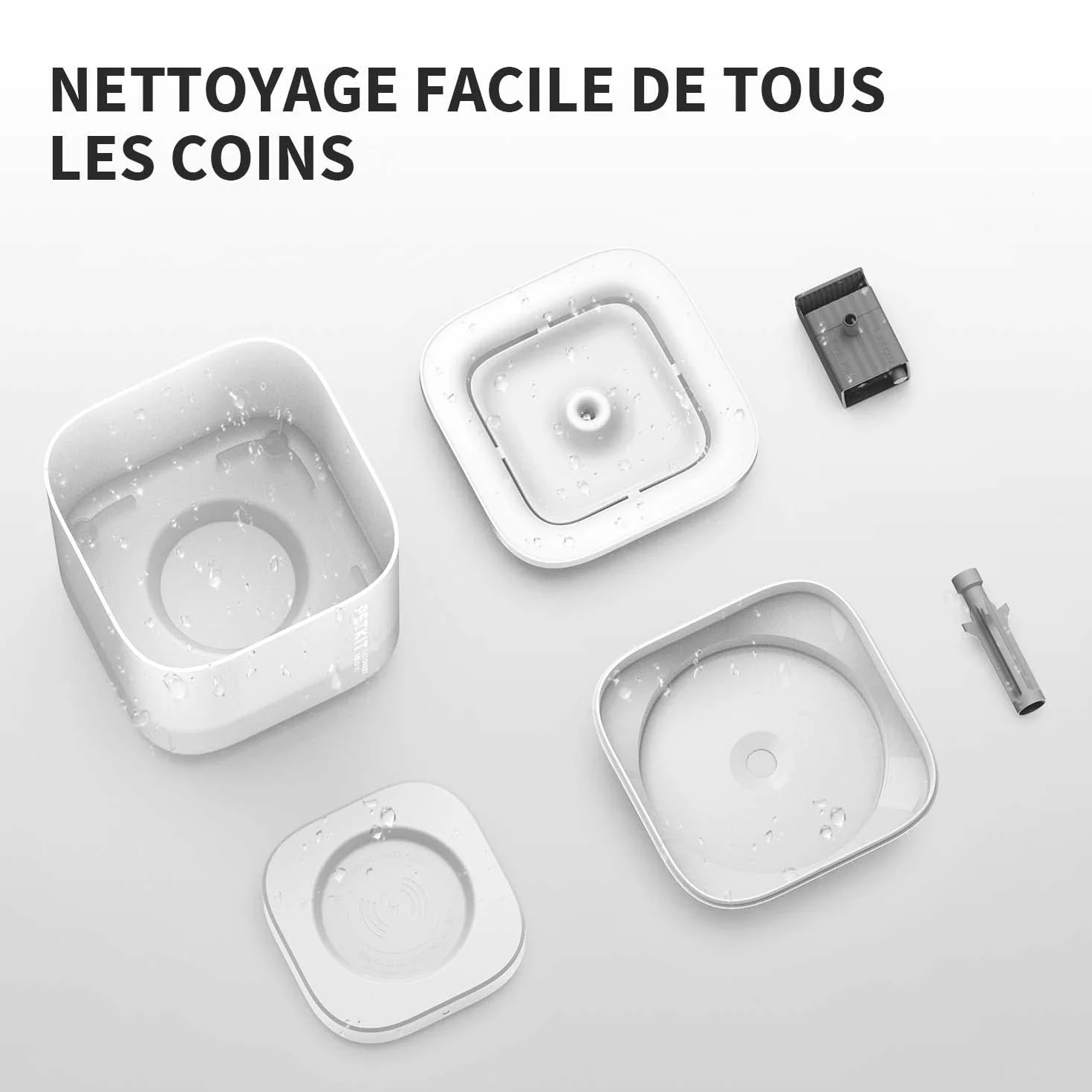 PETKIT CYBERTAIL Fontaine à Eau pour Chats, Pompe sans Fil, 25dB, Filtre 3.0, LED, 1,8L