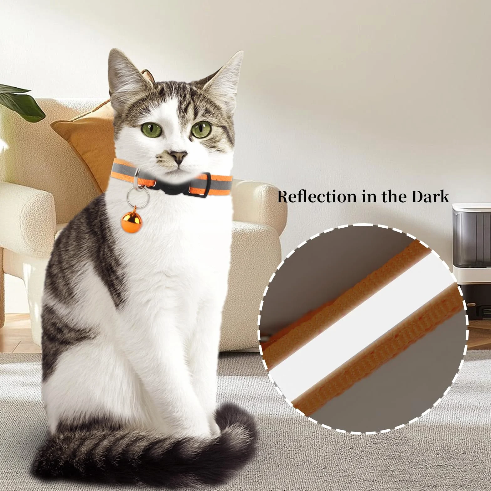 Réglable Collier pour Chat Réfléchissant avec Clochettes, Colliers de Sécurité à Libération Rapide Anti Étranglement