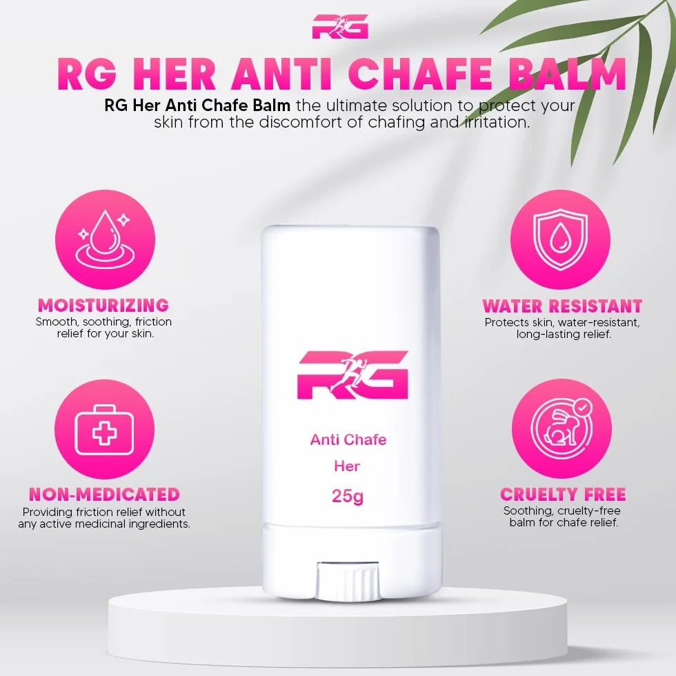 RG Her Anti Chafe Balm Stick 25g Soothing Protecting Balm Skin Irritation Chafing Prevention Natural Moisturizing Formula Sensitive Skin