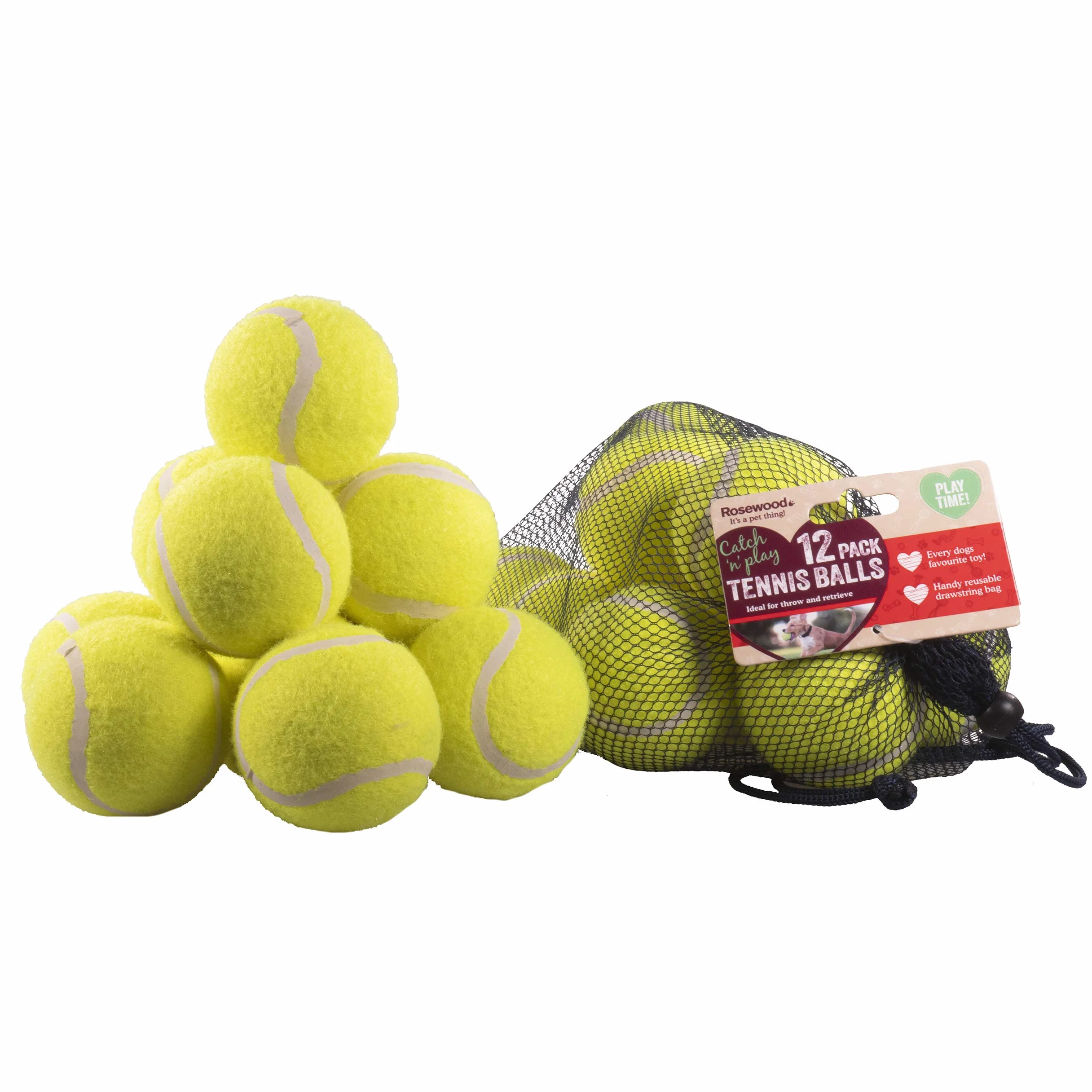 Rosewood 12 balles de Tennis Standard pour Chien