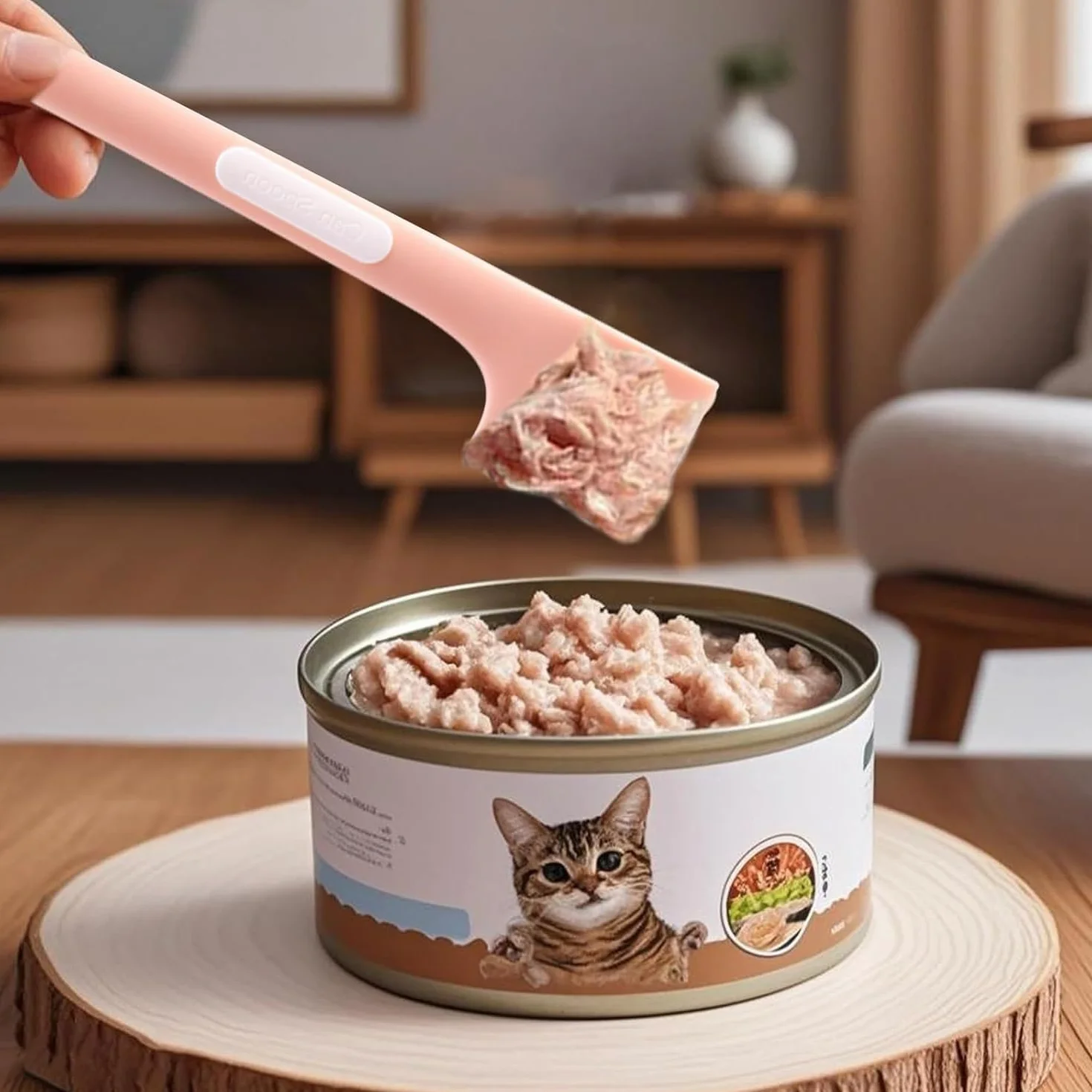 Lot de 6 cuillères à nourriture en silicone pour chat à long manche pour nourriture humide pour chiens et chats