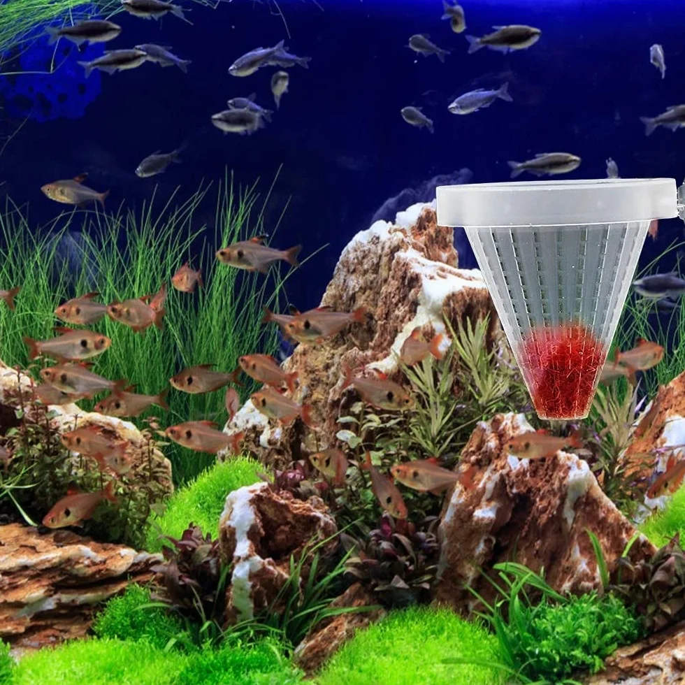 DONGKER Aquarium Cone Feeder avec Ventouse pour Poissons