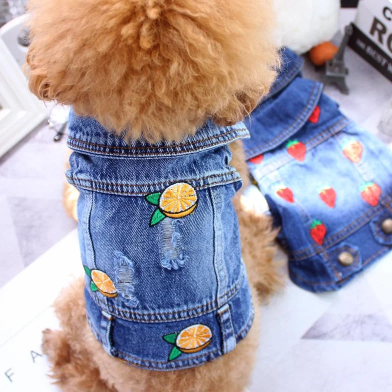 Veste en Jean pour Chien, T-Shirt en Denim Bleu pour Chiot, Vêtements Lavables pour Animaux de Compagnie