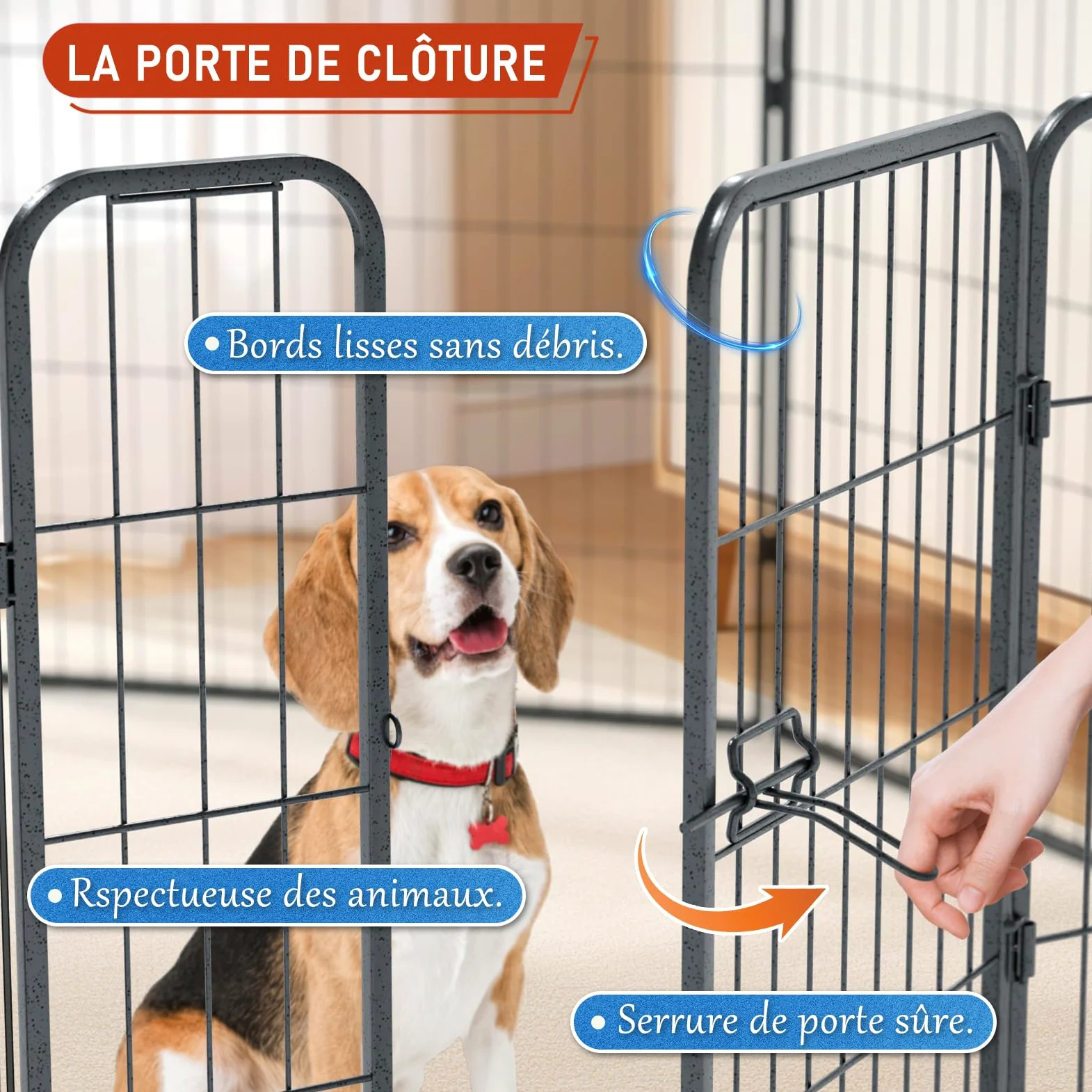 Enclos pour Chien Métal, Parc Chiot Intérieur & Extérieur 80x80cm | Clôture Modulable à 8 Panneaux avec Porte, Grillage Pliable, Barrière de Sécurité Extensible pour Petits Animaux Noir