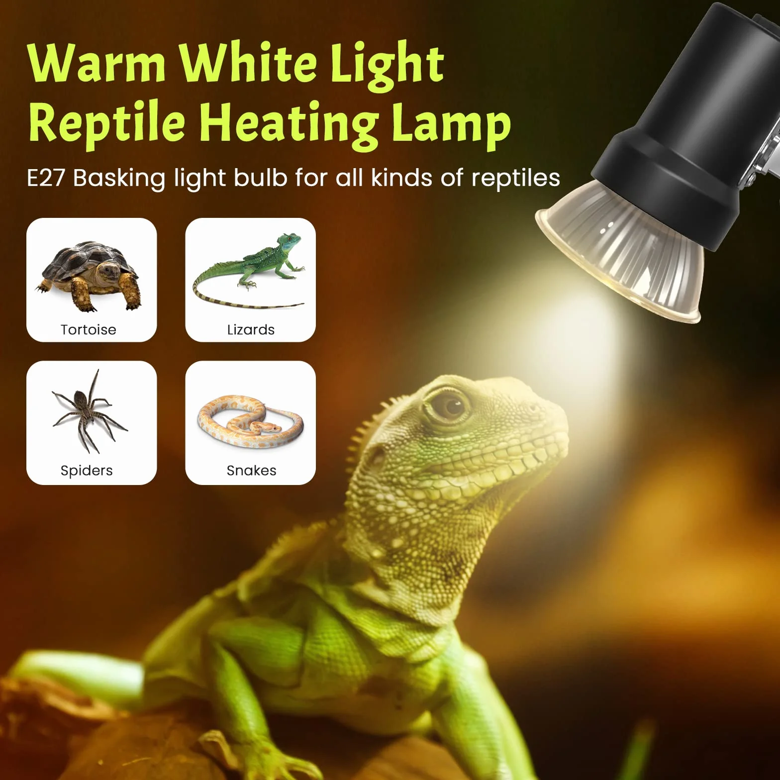 Luxvista E27 50W Dimmable Ampoule Chauffante Reptile UVA UVB Spectre Complet pour Serpent 4 pcs